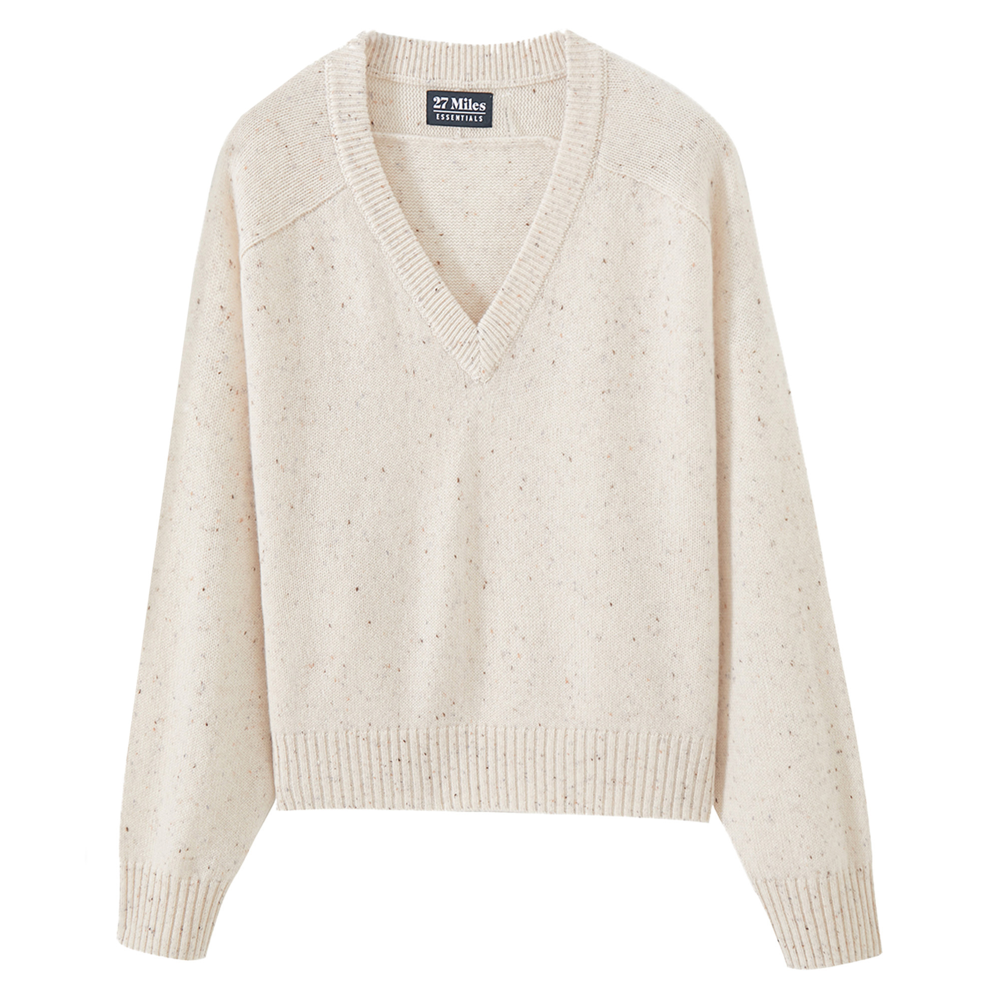 Crystal Cashmere Long Sleeve V-Neck Pullover Sweater