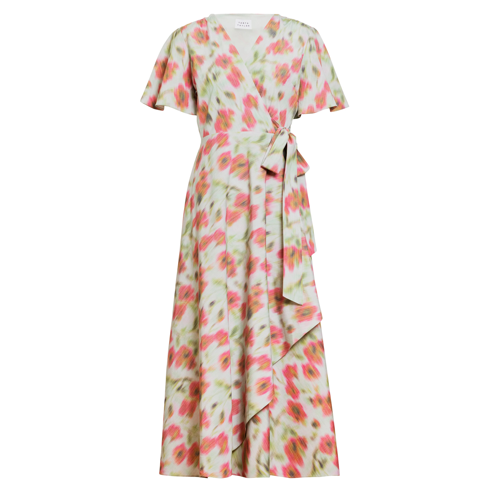 Klaire Short Sleeve V-Neck Tie-Waist Midi Dress