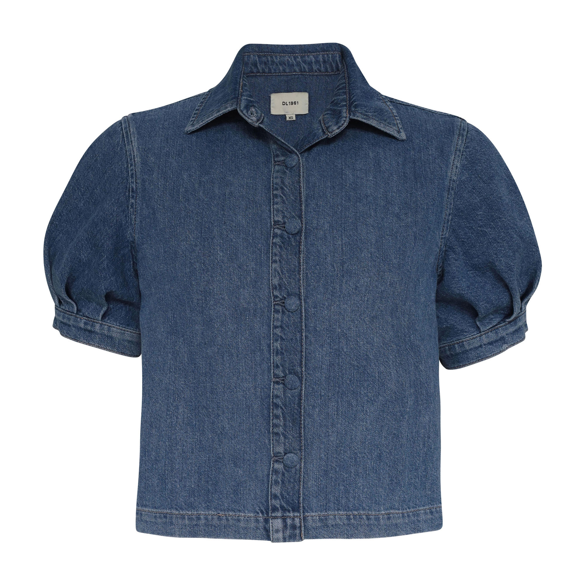 Montauk Puff Sleeve Denim Button-Down Shirt