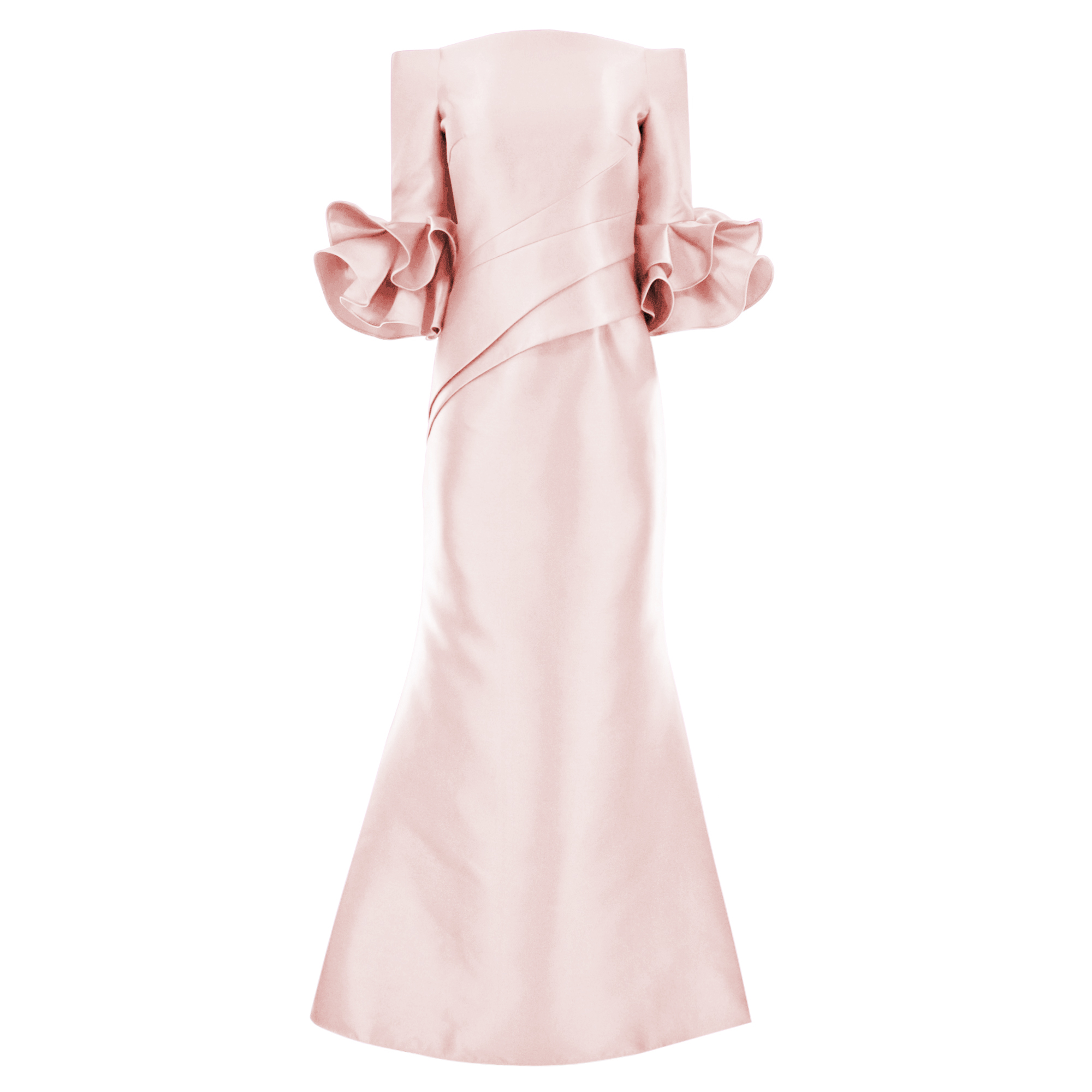 Off Shoulder Gown With Flounce Sleeve