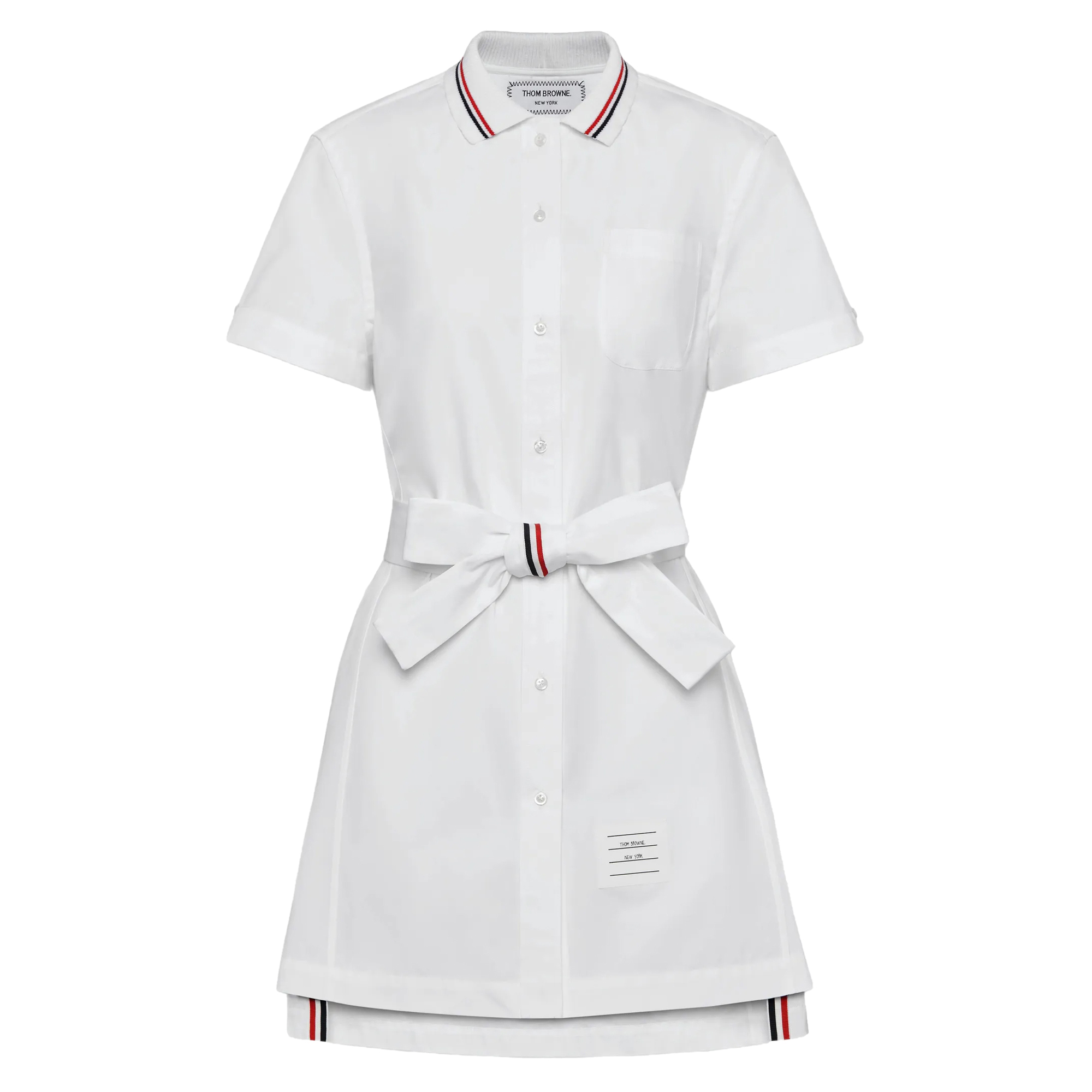 Short Sleeve Bow Detail Poplin Mini Shirtdress