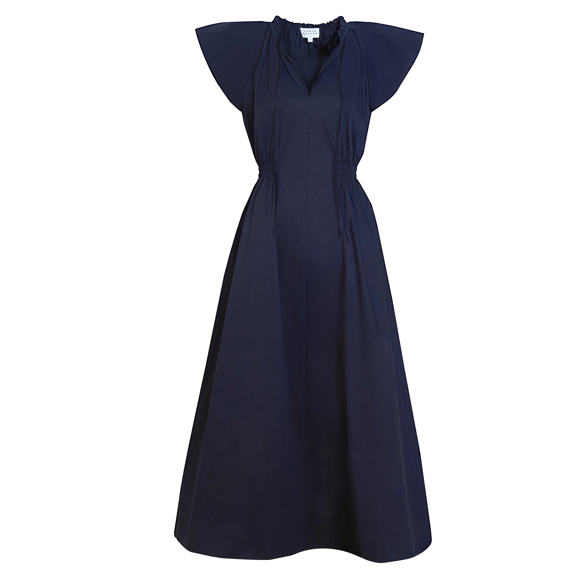 Ivana Flutter Sleeve V-Neck Midi Dress