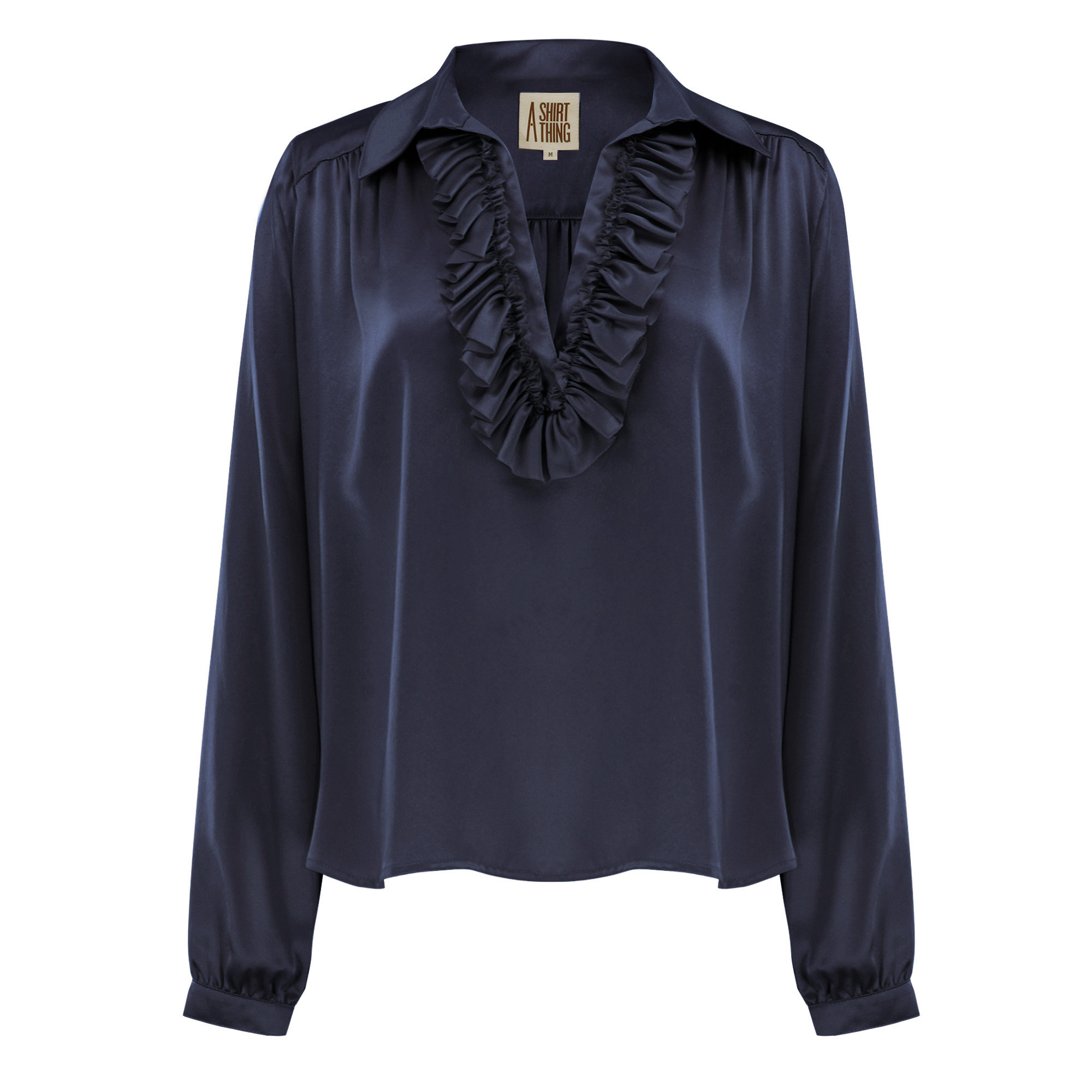 Celine Long Sleeve Silk Ruffle Shirt