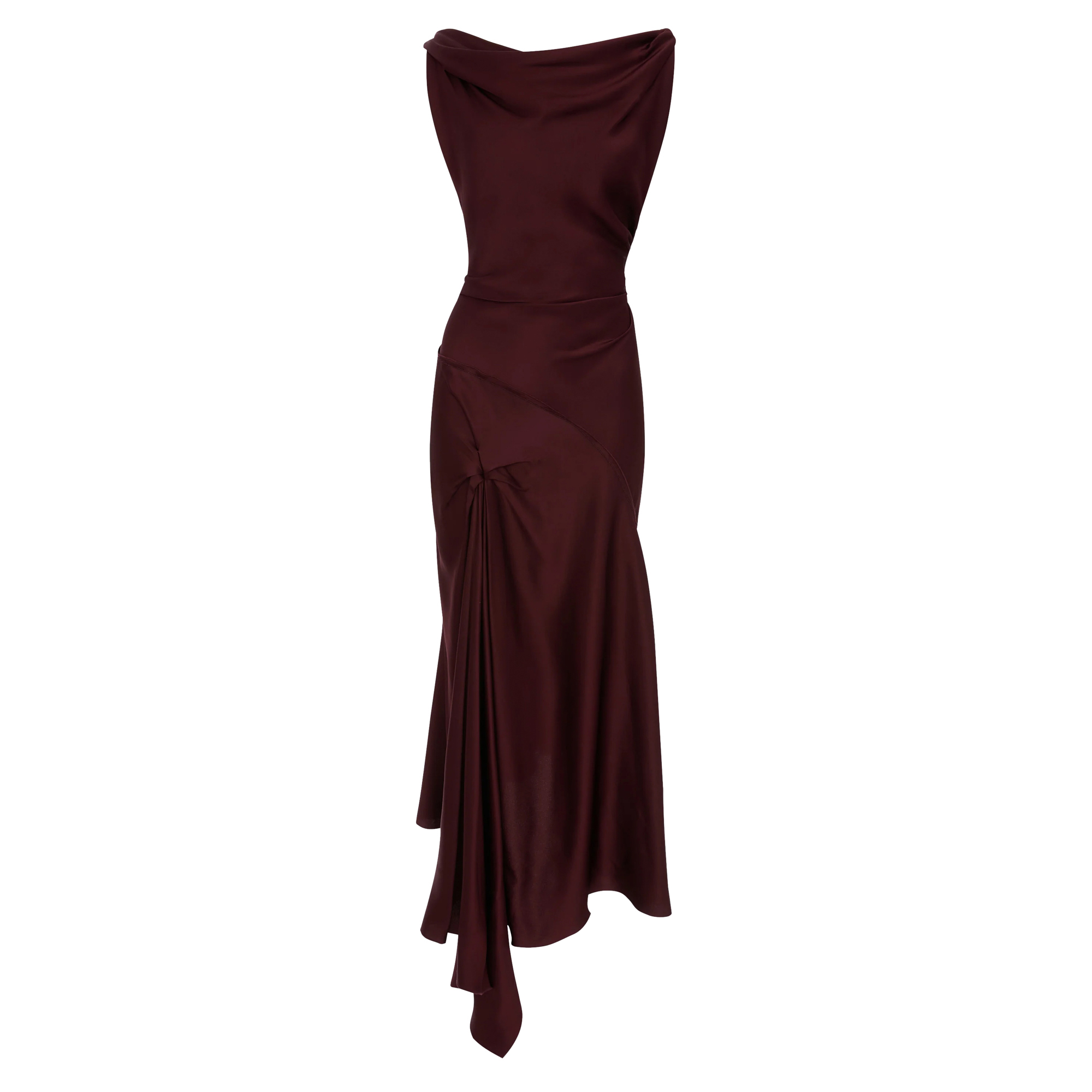 Posy Sleeveless Draped Satin Midi Dress