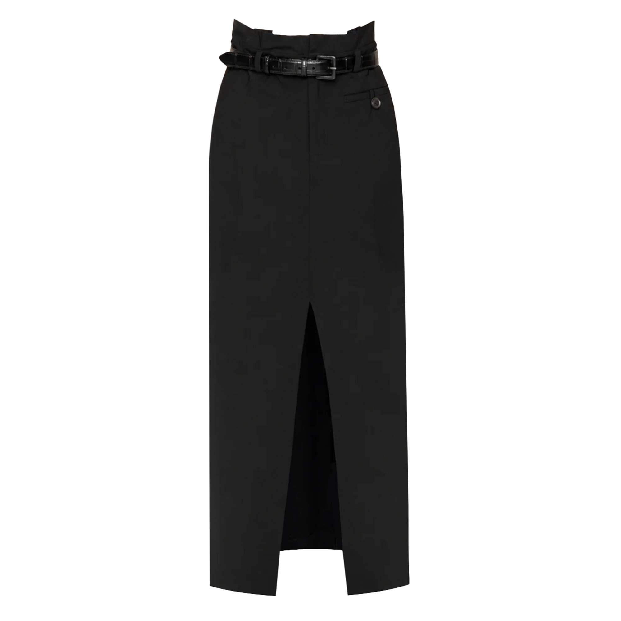 Remi Tropical Wool Maxi Skirt With Belt