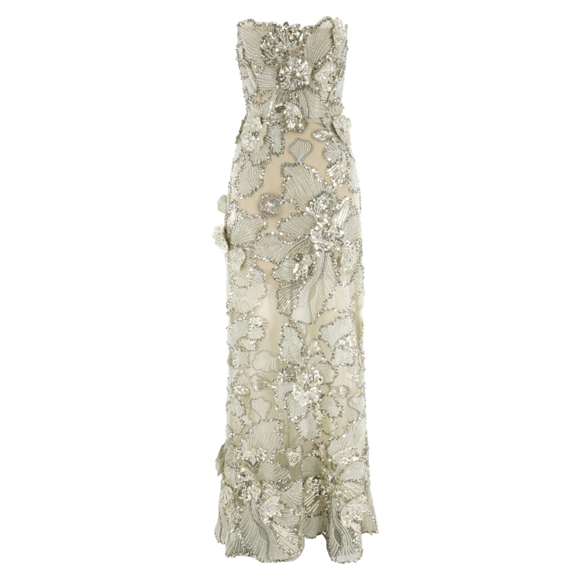 Tiffany Sequin Floral Farah Strapless Gown