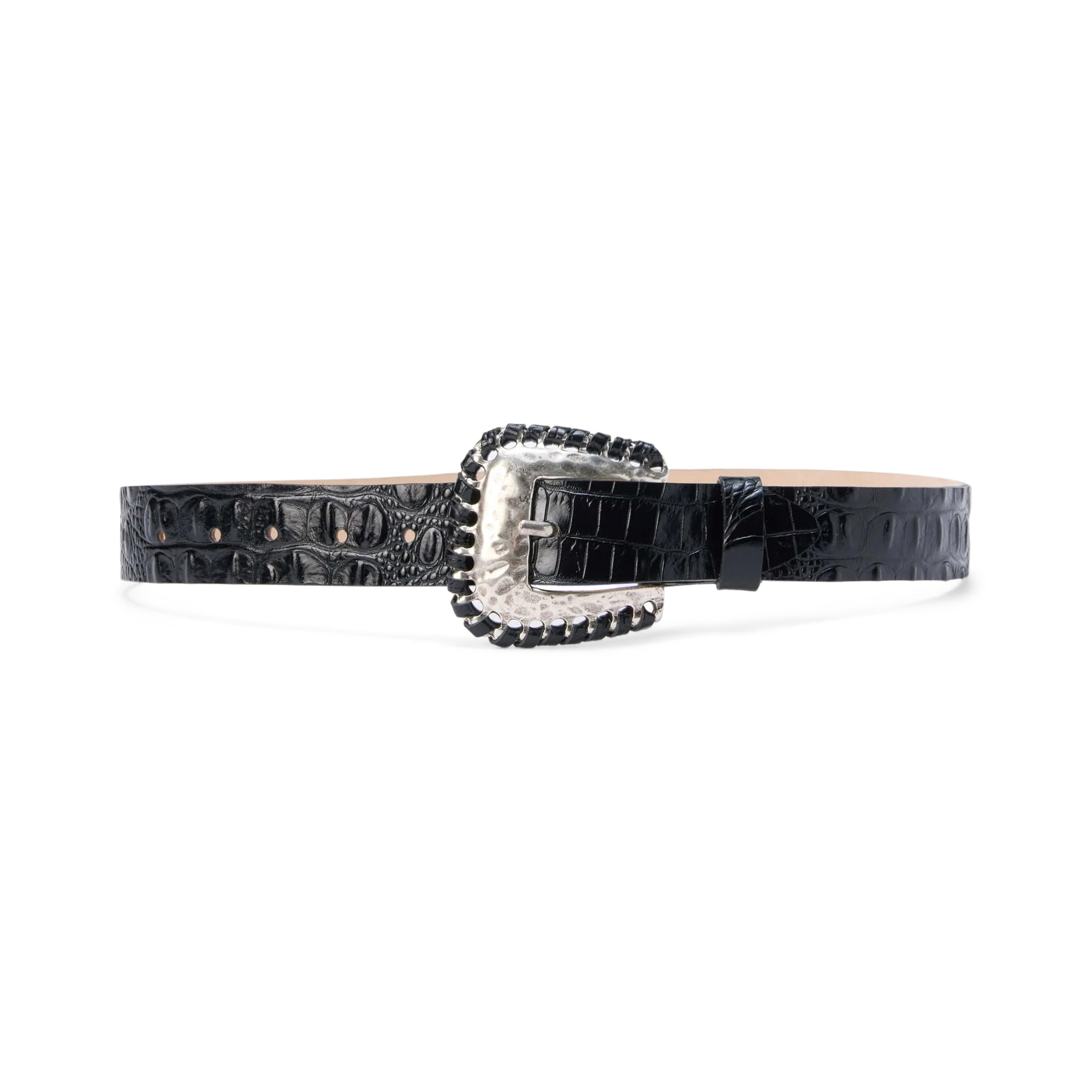 Brisa Laced Croc-Embossed Belt