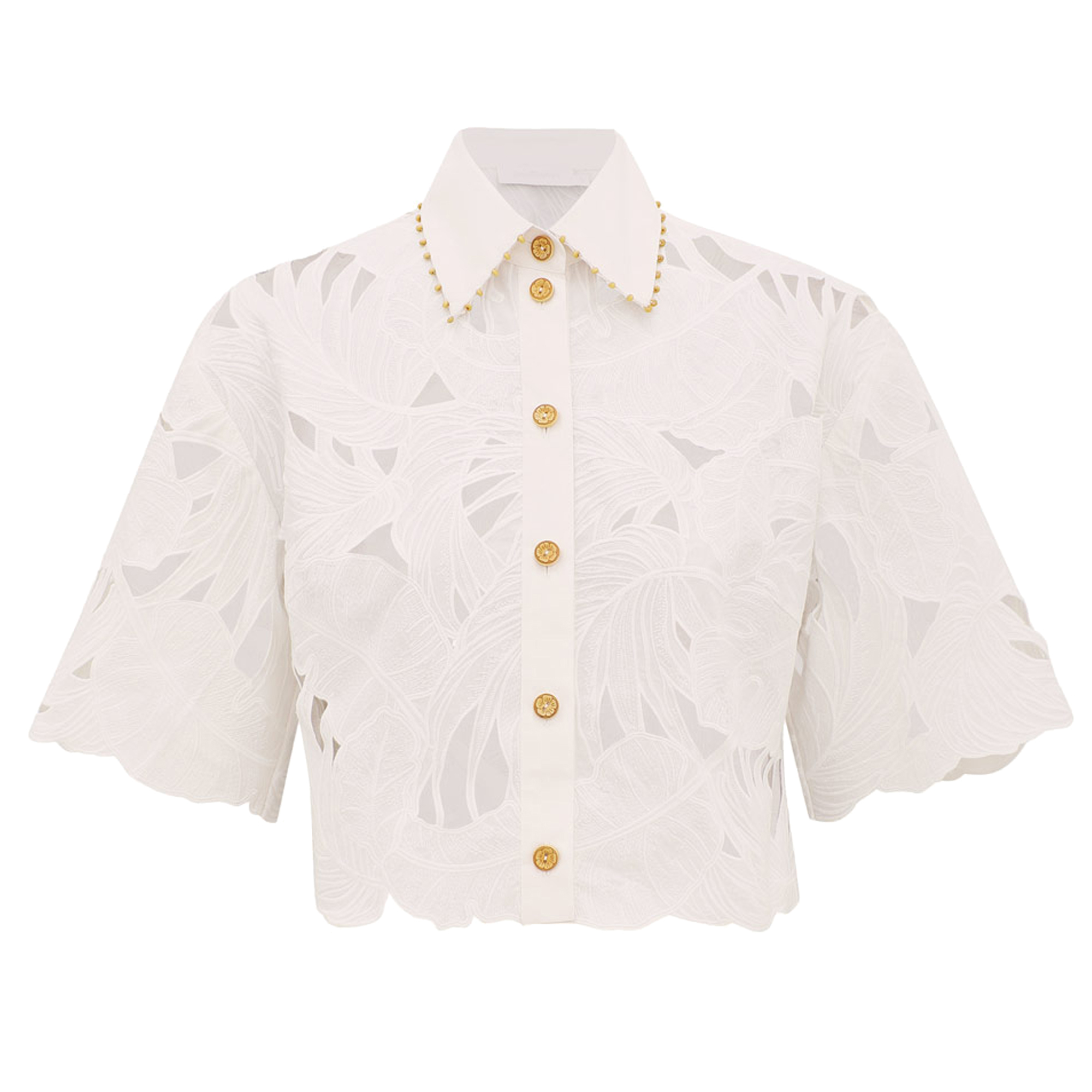 Mahon Short Sleeve Embroidered Crop Shirt