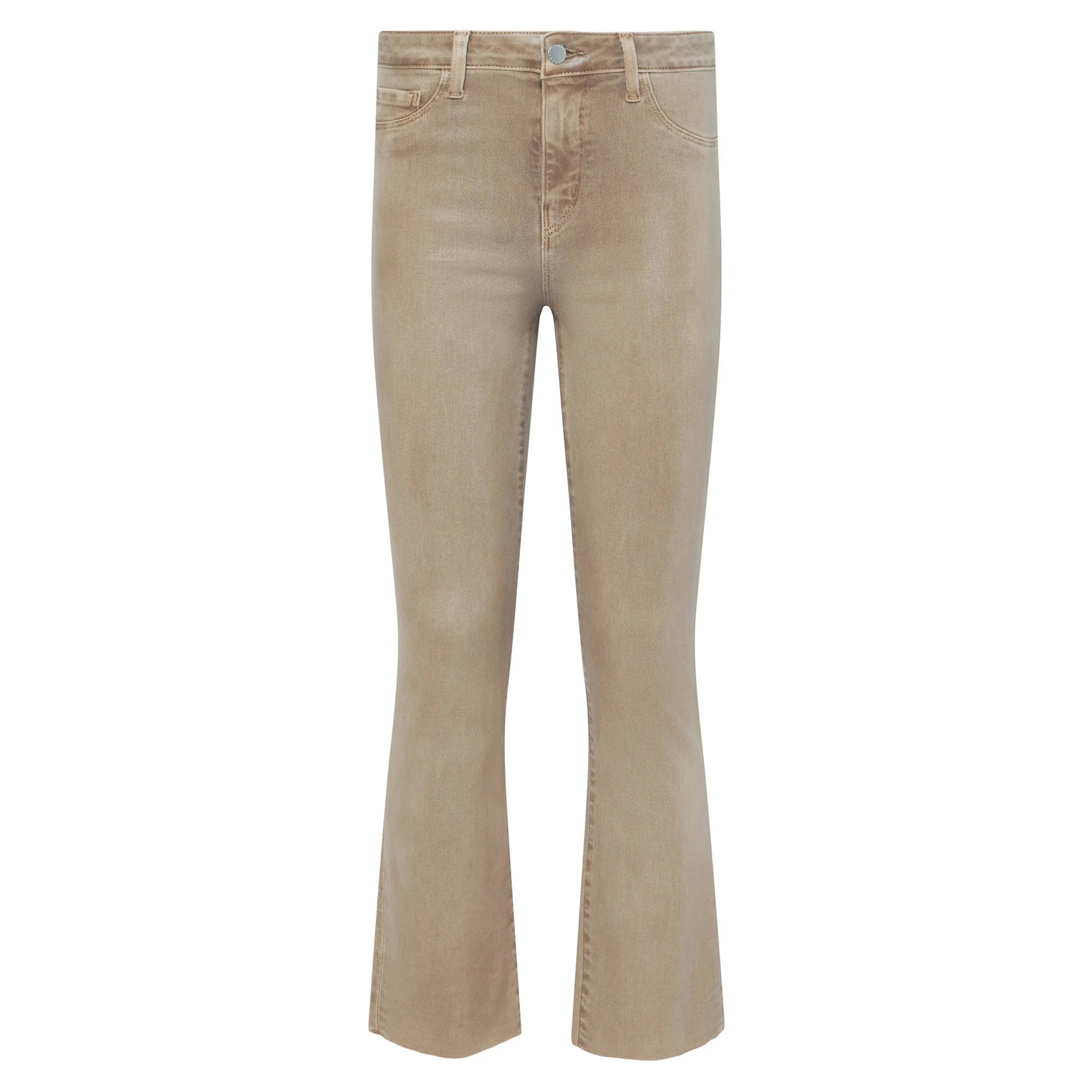 Kendra High Rise Crop Flare Coated Jean