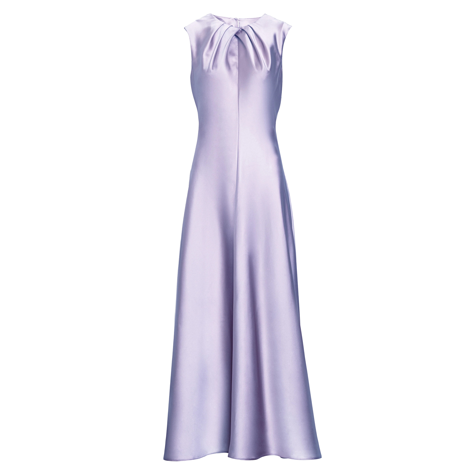 Emily Sleeveless Crewneck Satin Maxi Dress