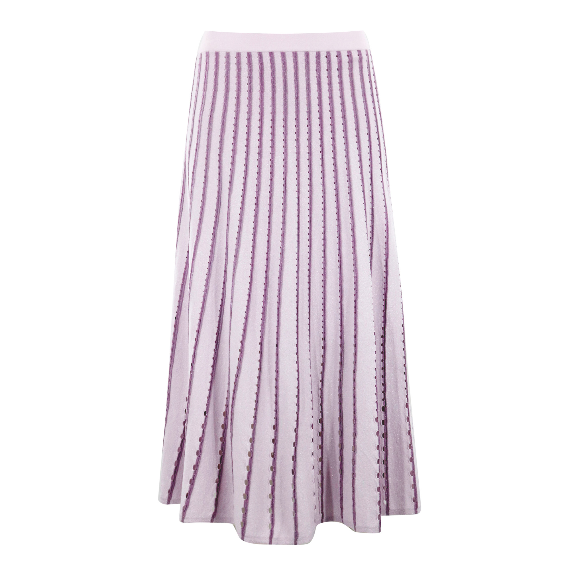 Colton Pinstripe Open-Knit Midi Skirt