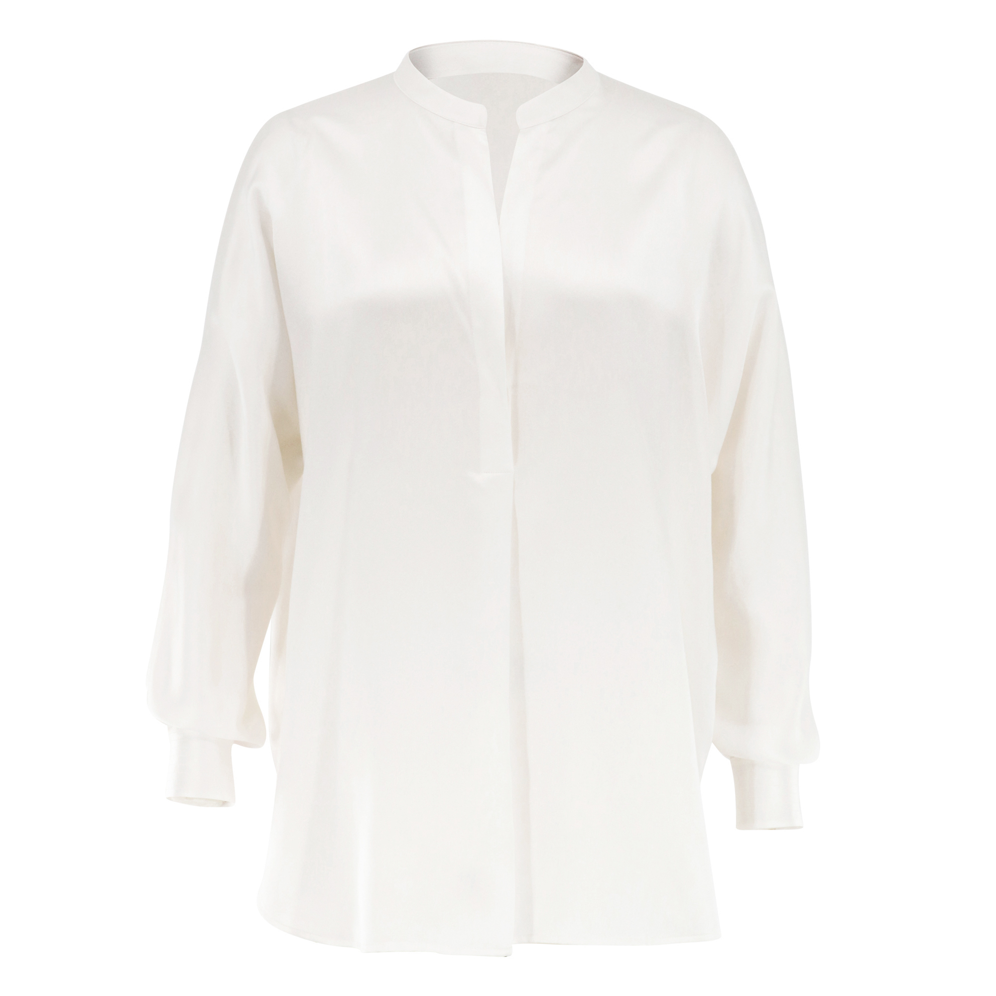 Silk Satin Band Collar Blouse