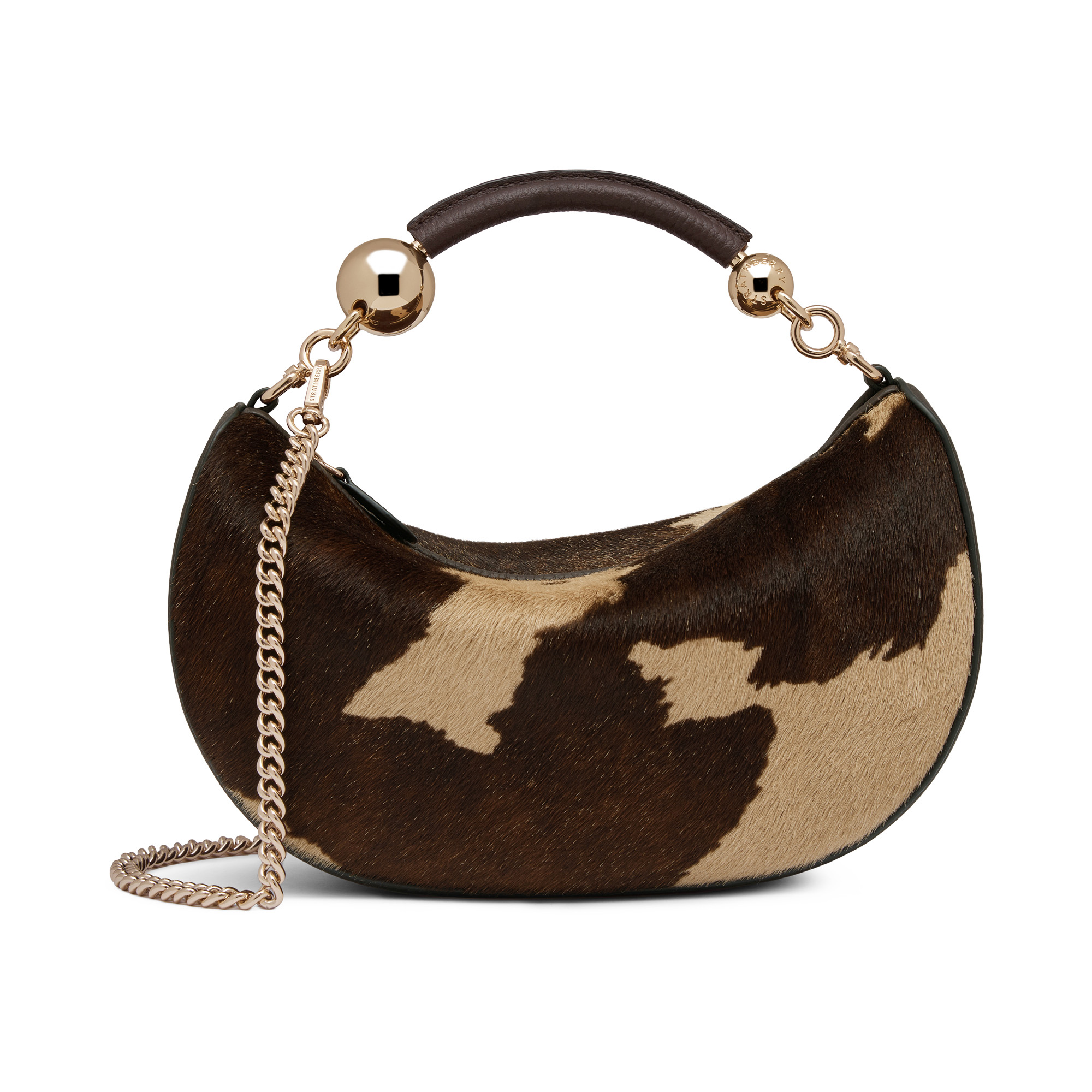 Crescent Moon Mini Pony Hair Top Handle Bag