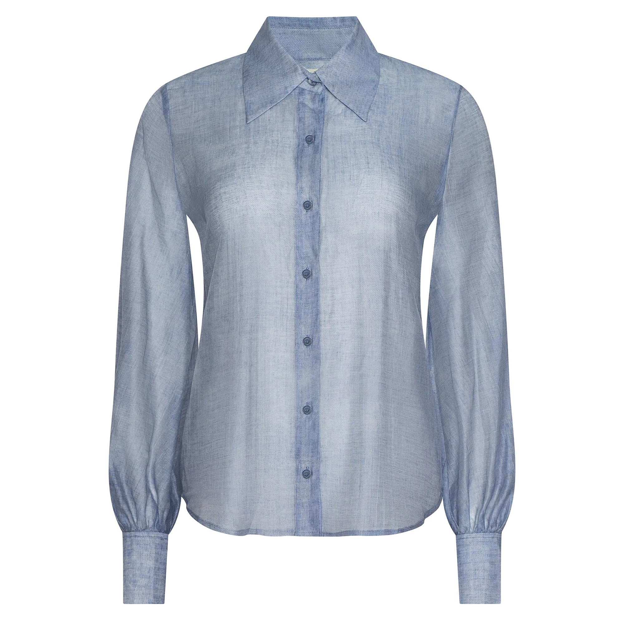 Jayleen Long Sleeve Sheer Button-Down Blouse