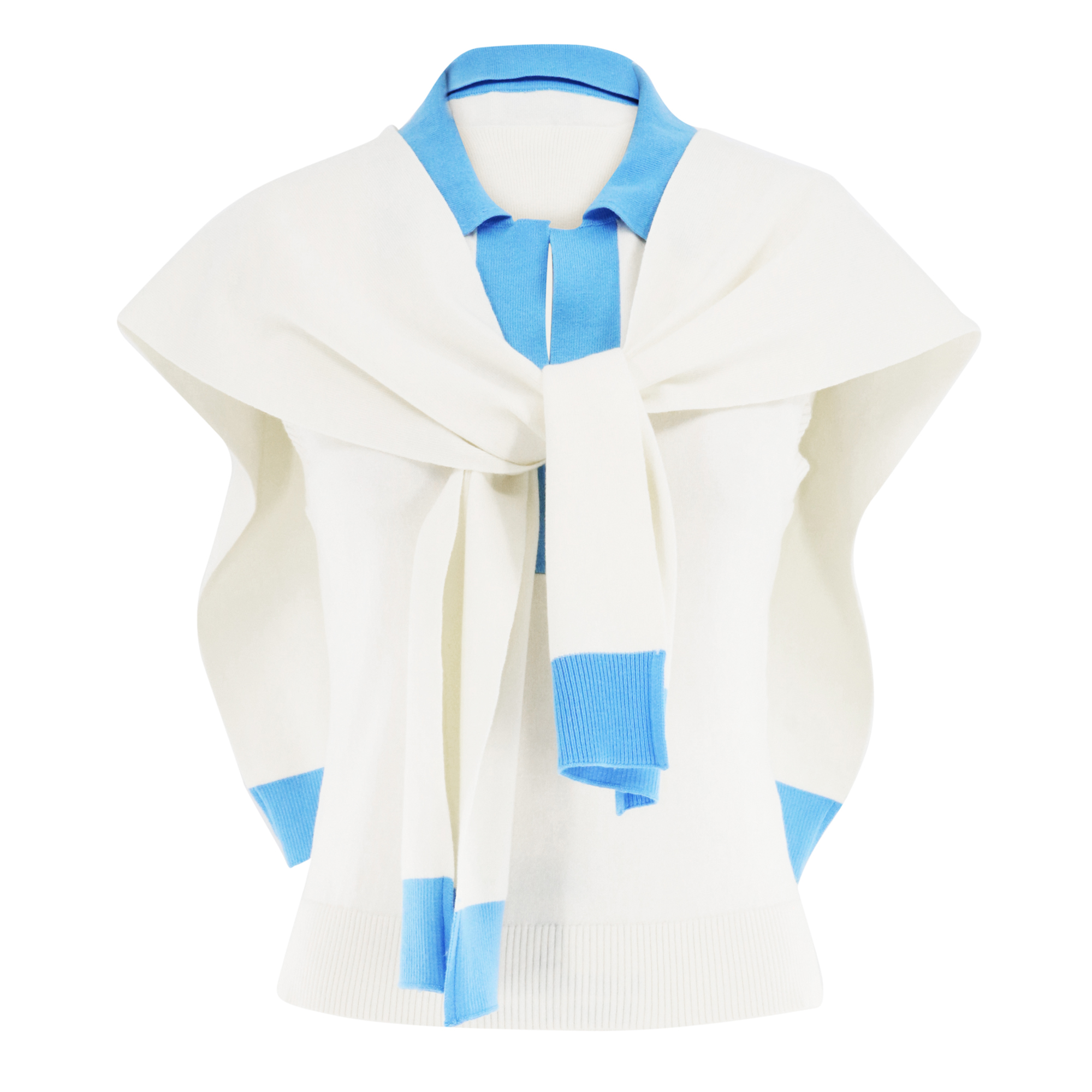 Knitted Tie Scarf Short Sleeve Polo Set