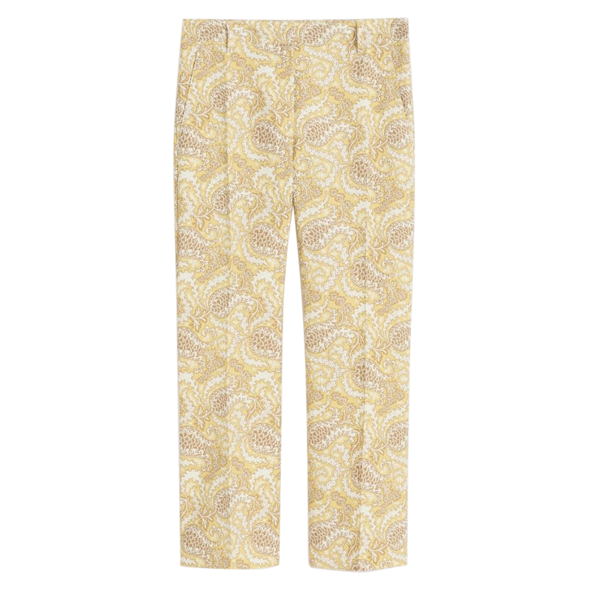 Donde Printed Basketweave Cotton Cropped Trousers