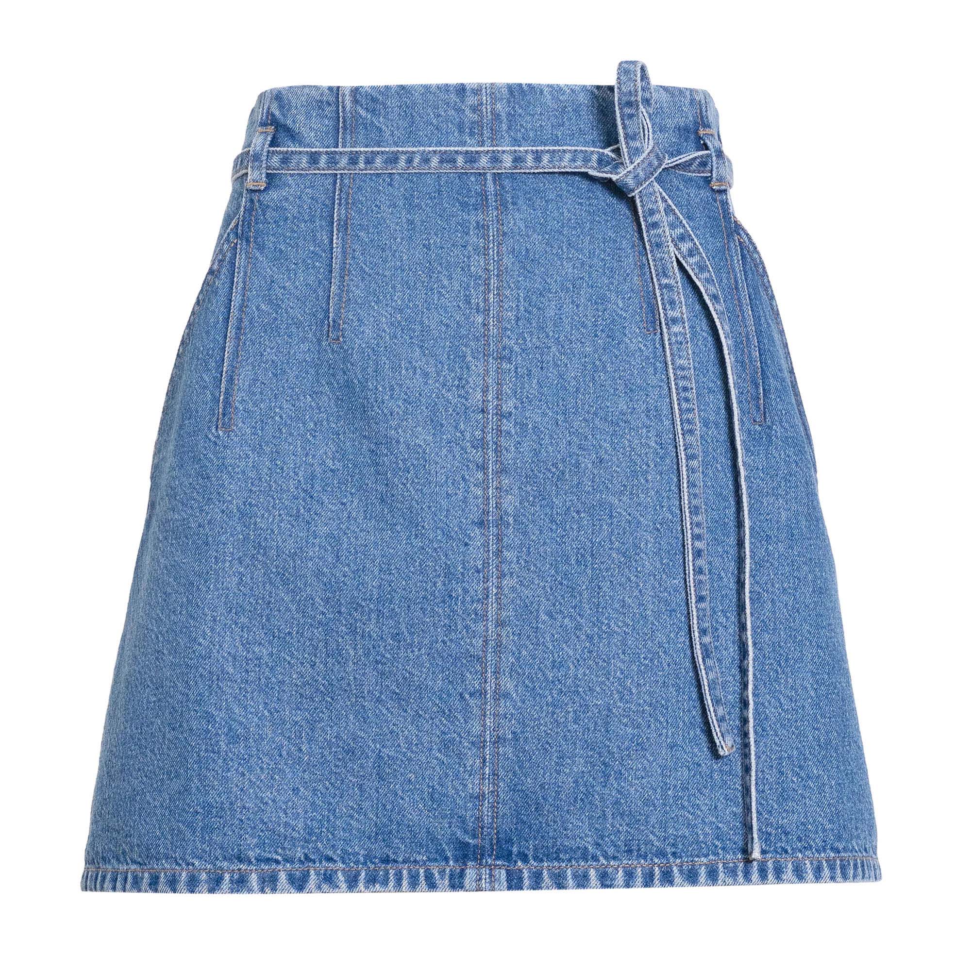 Annika Belted Denim Mini Skirt