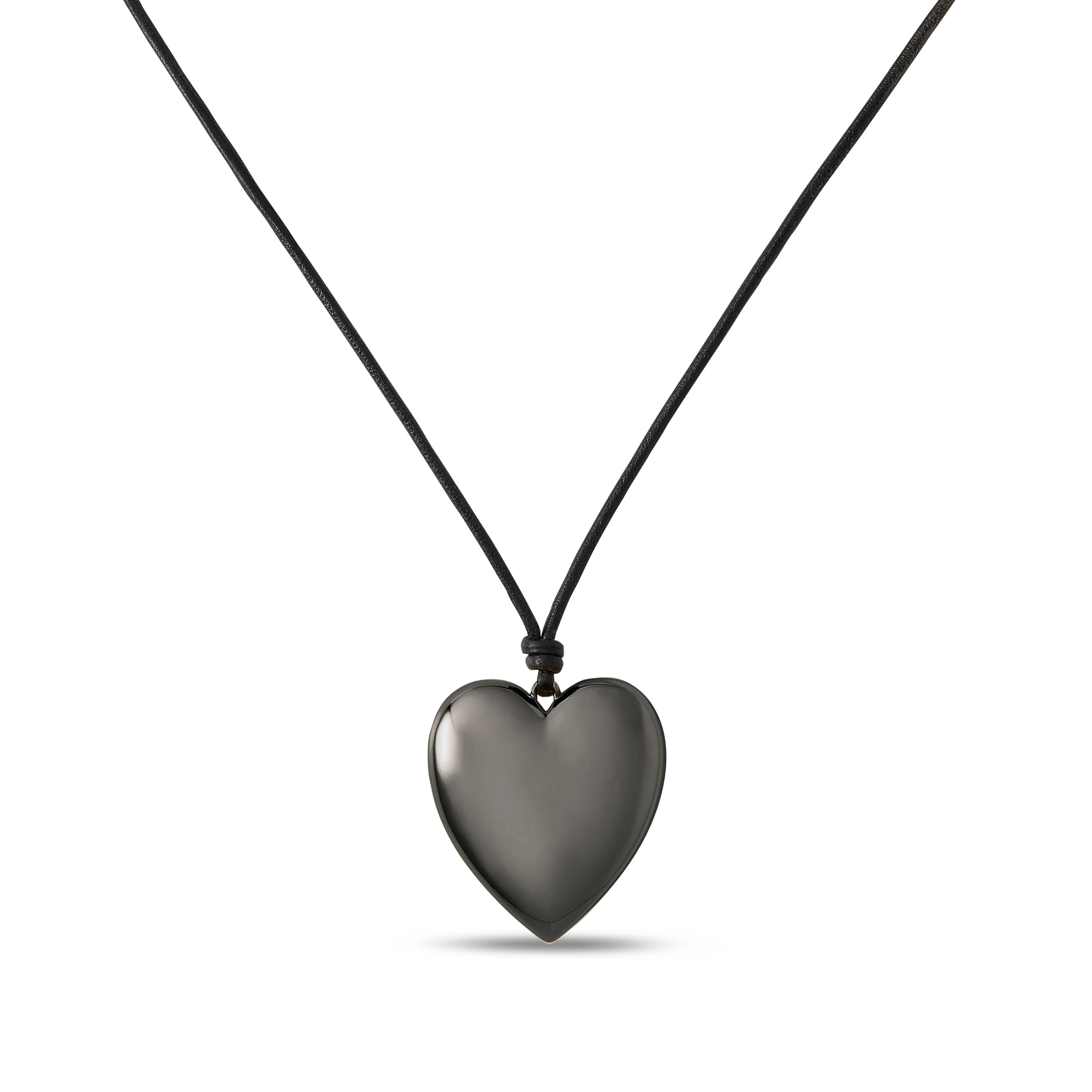 Metal Heart Leather Cord Necklace