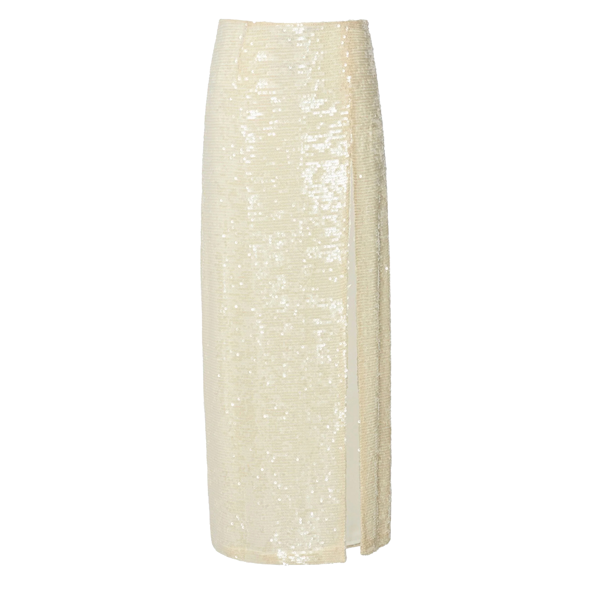 Sequin High-Waisted Maxi Skirt With Slit