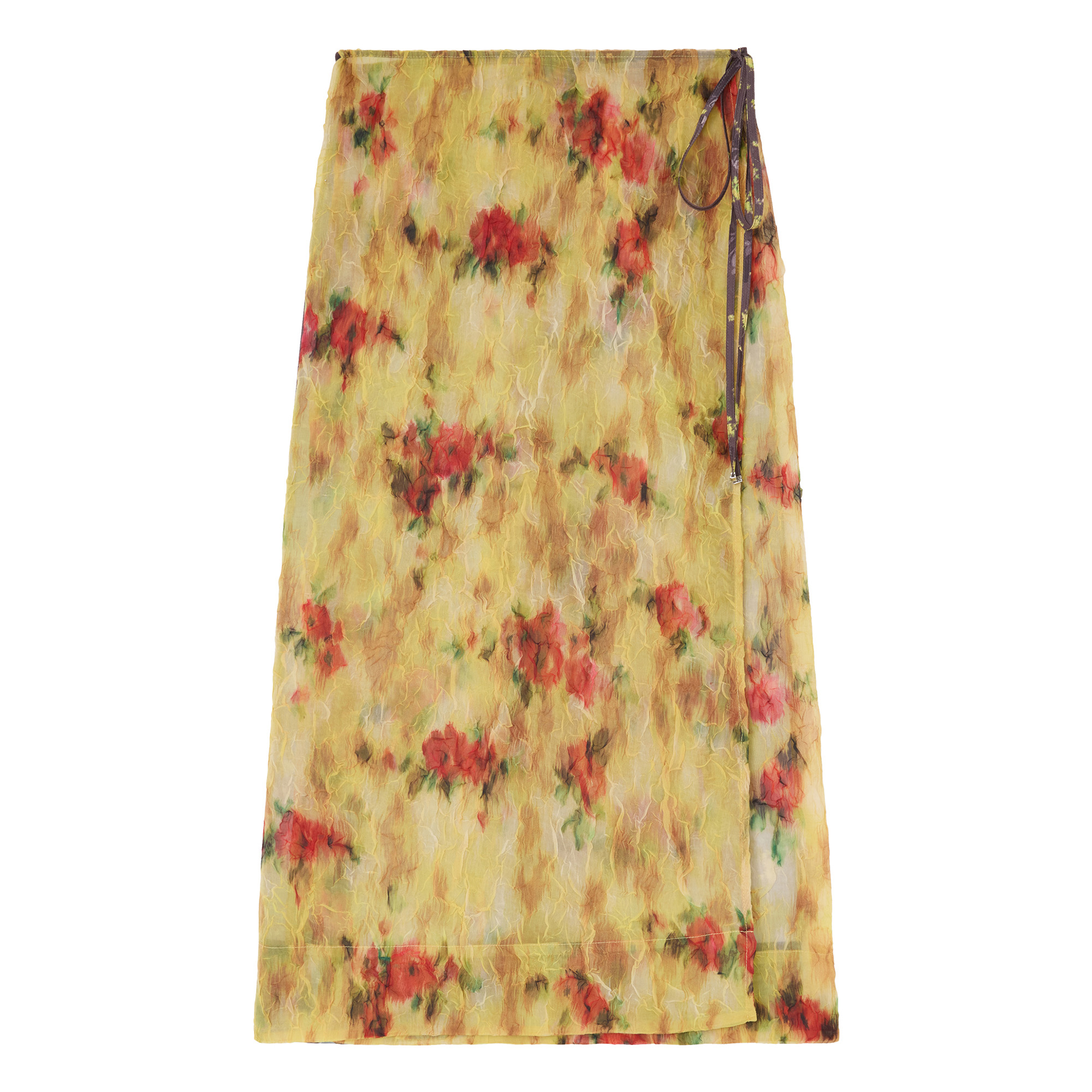 Shibori Organza Taffeta Midi Wrap Skirt