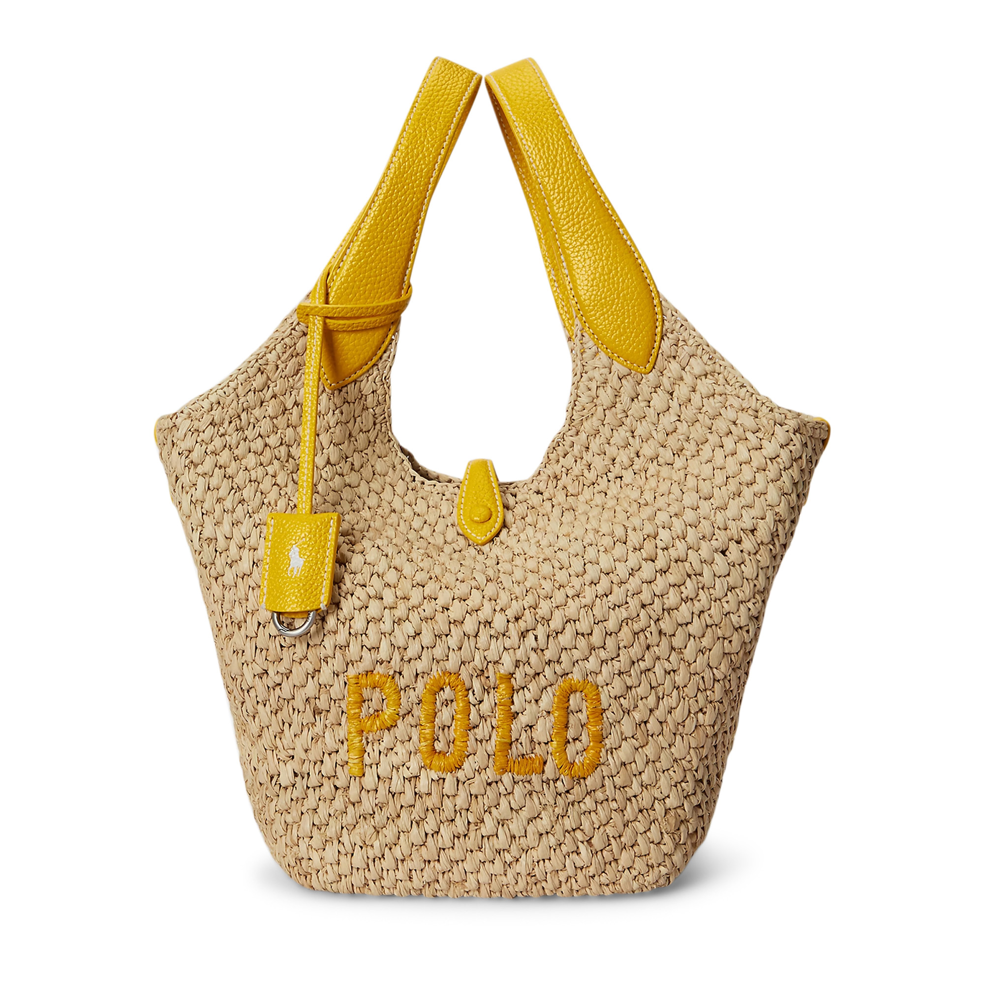 Polo Play Raffia-Leather Logo Tote