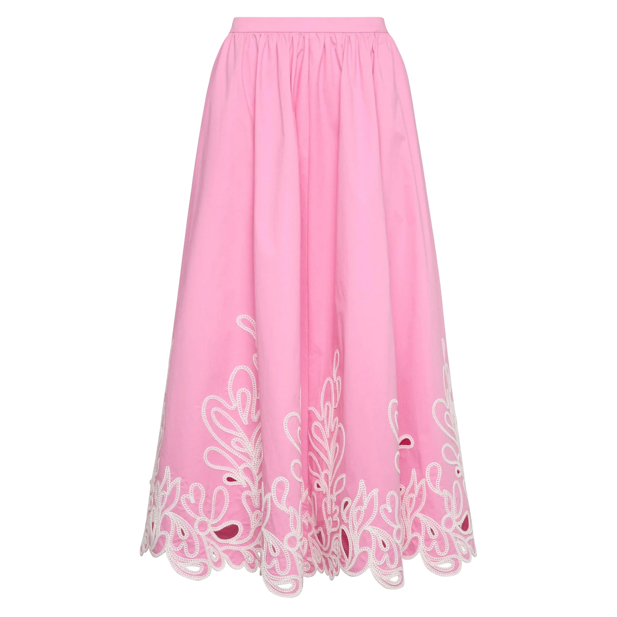 Paisley Bloom Embroidered Espe Poplin Midi Skirt