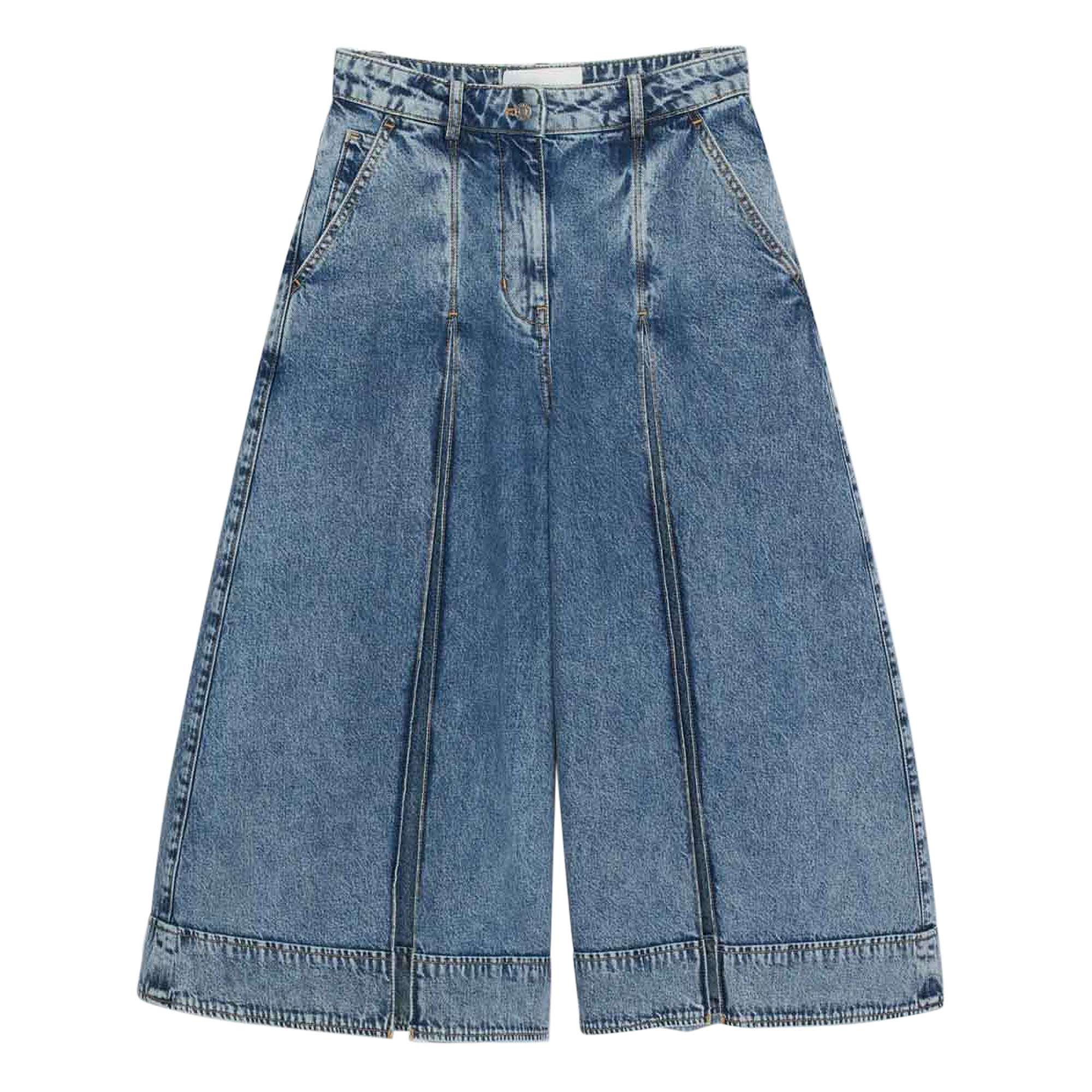 Pleated Lightweight Denim Culotte