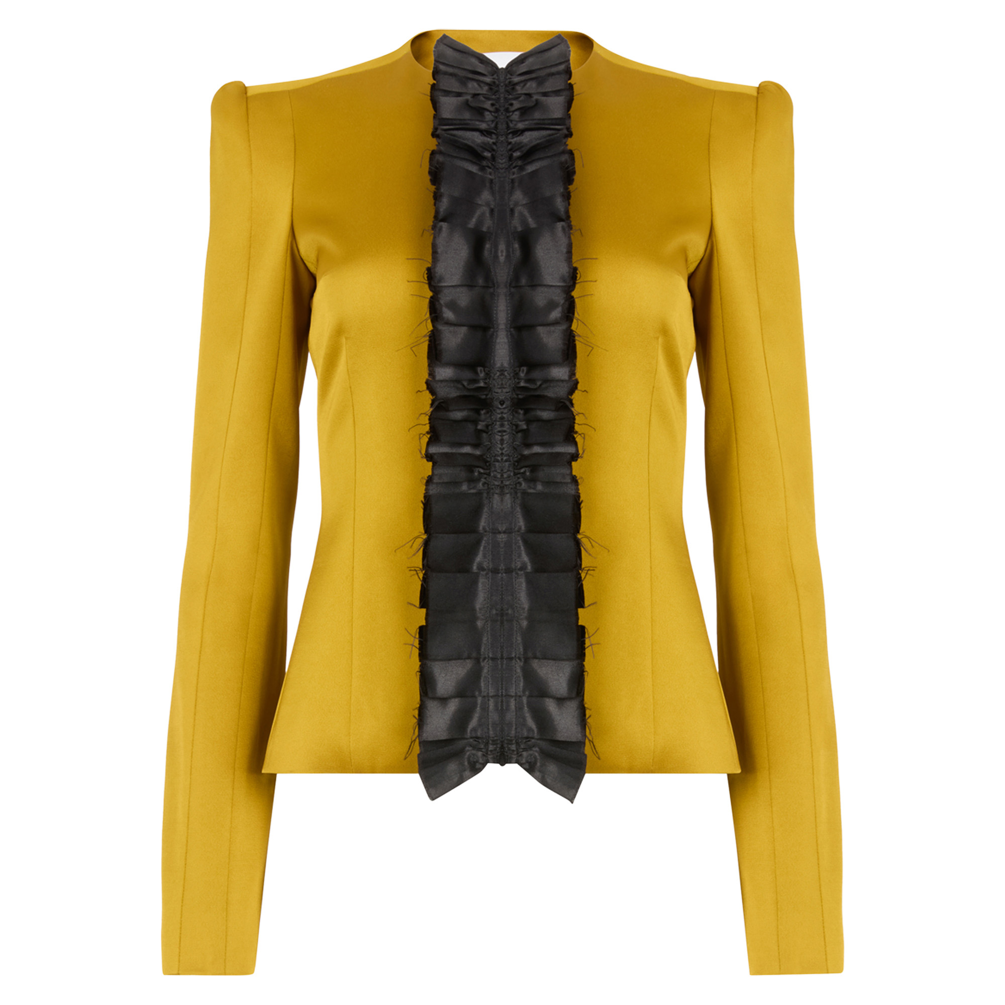 Crepe Satin Jacket With Contrast Front Pleat