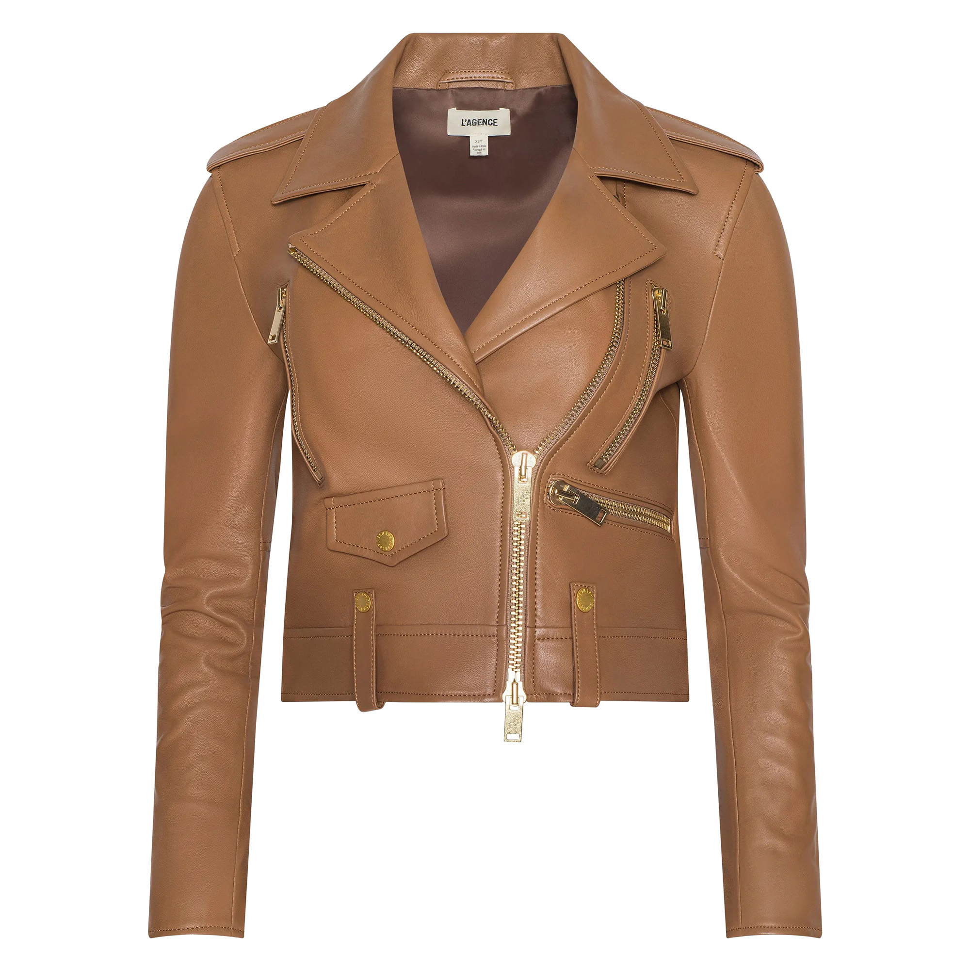 Blakely Cropped Leather Biker Jacket