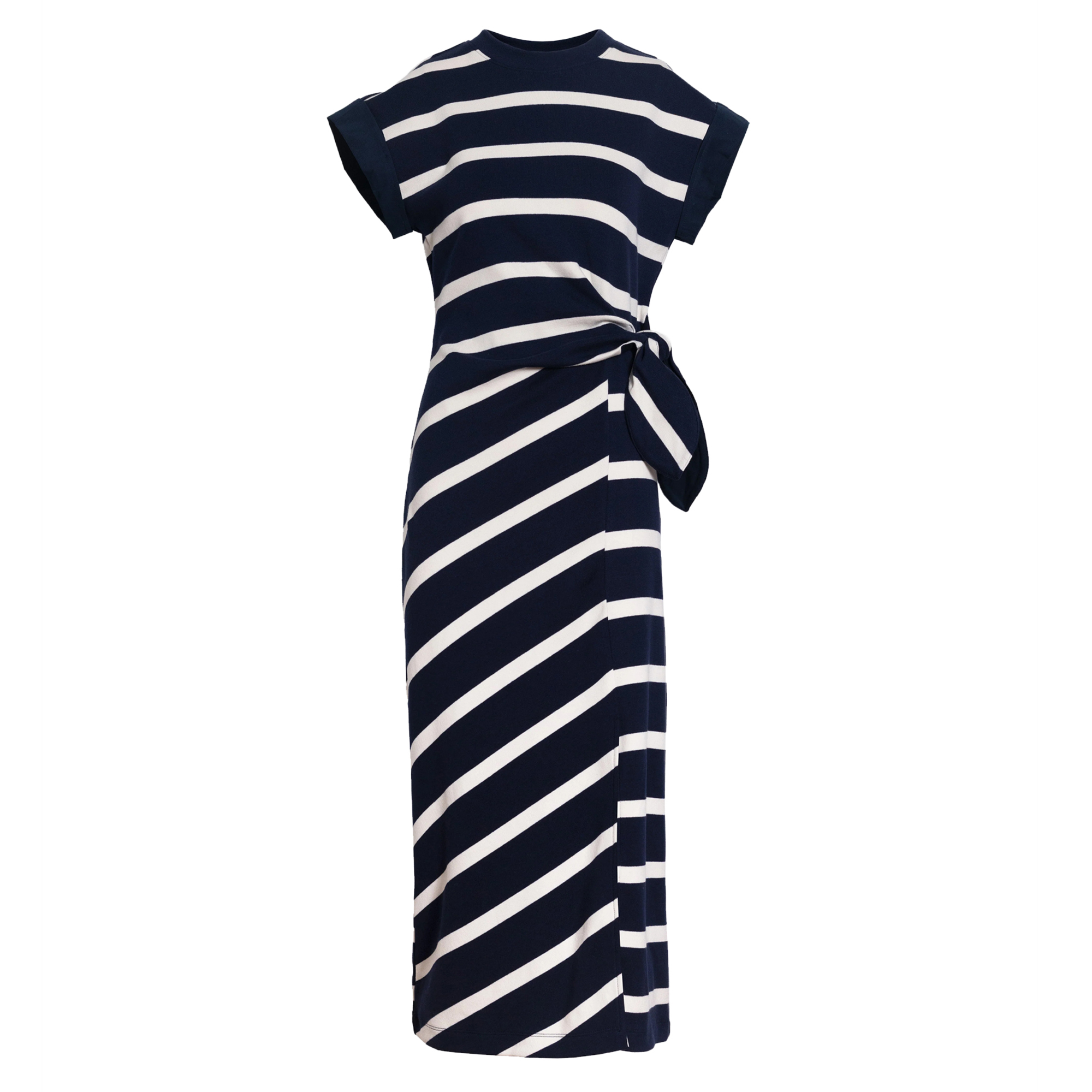 Kovi Short Sleeve Striped Tie-Waist Midi Dress