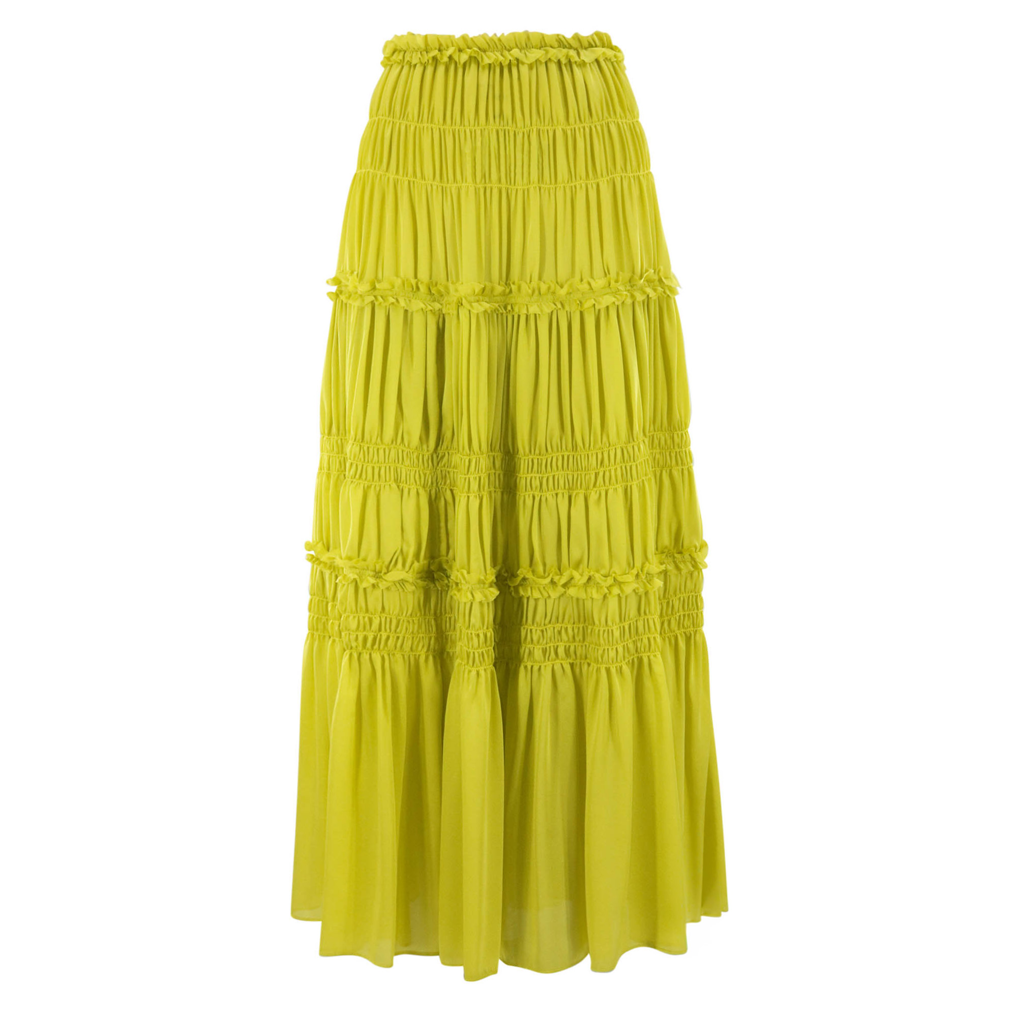 Virginie Tiered Silk Midi Skirt