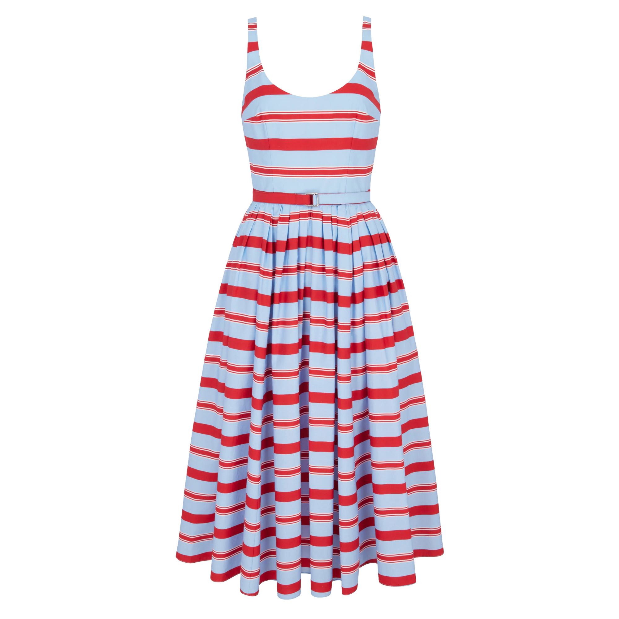 Eglantine Sleeveless Belted Organic Cotton Midi Dress
