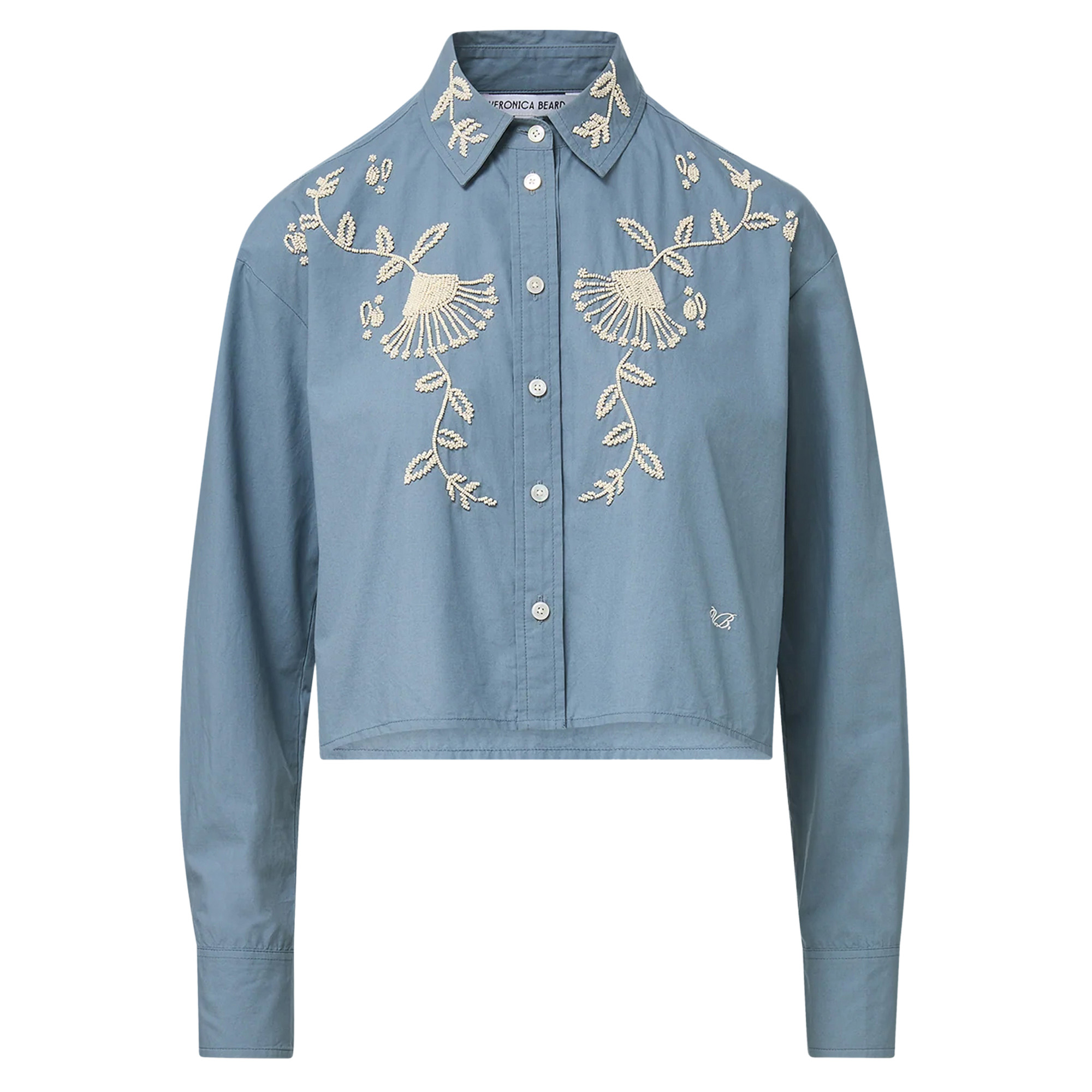 Aderes Long Sleeve Beaded Button-Down Shirt