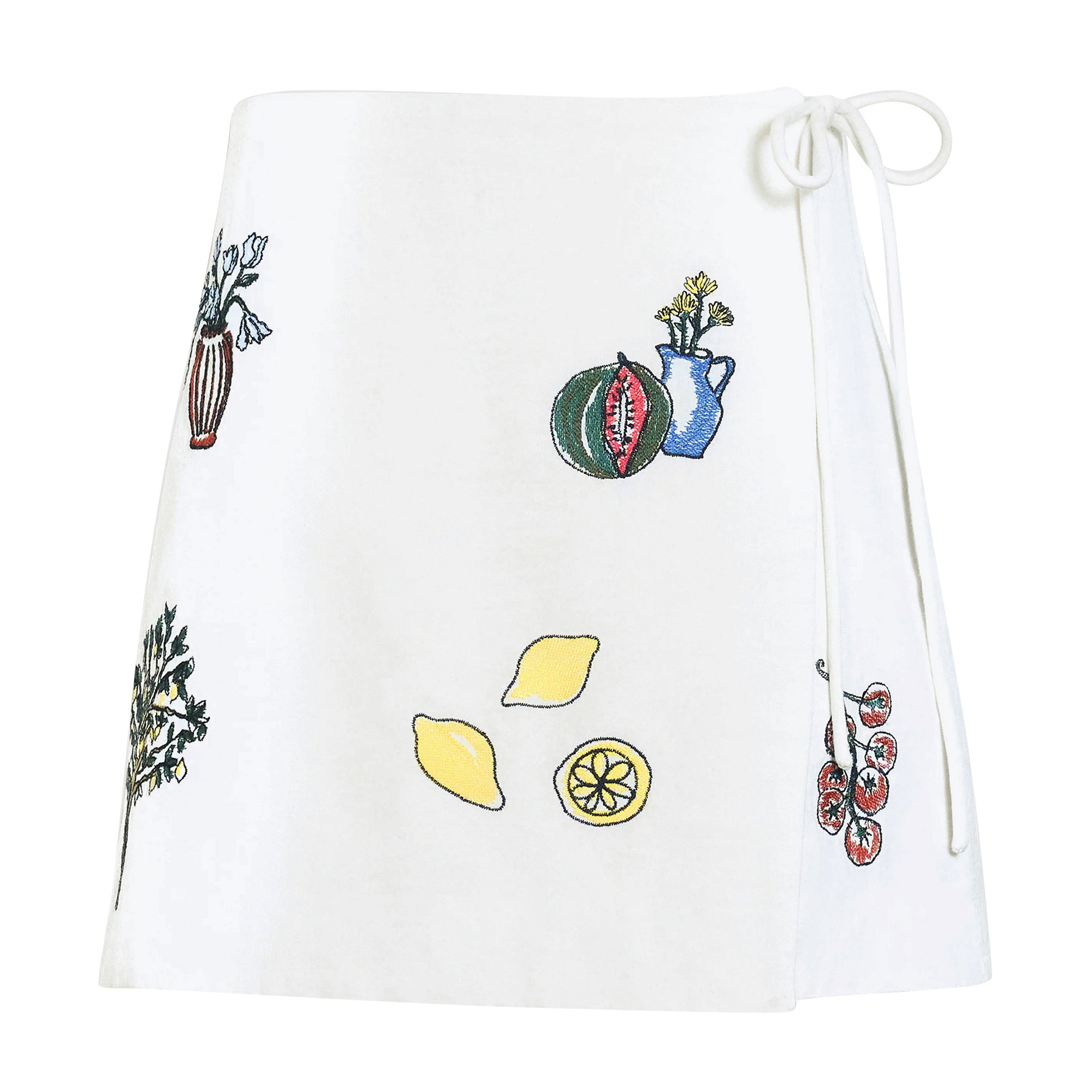 Agnes High-Waisted Patchwork Mini Wrap Skirt