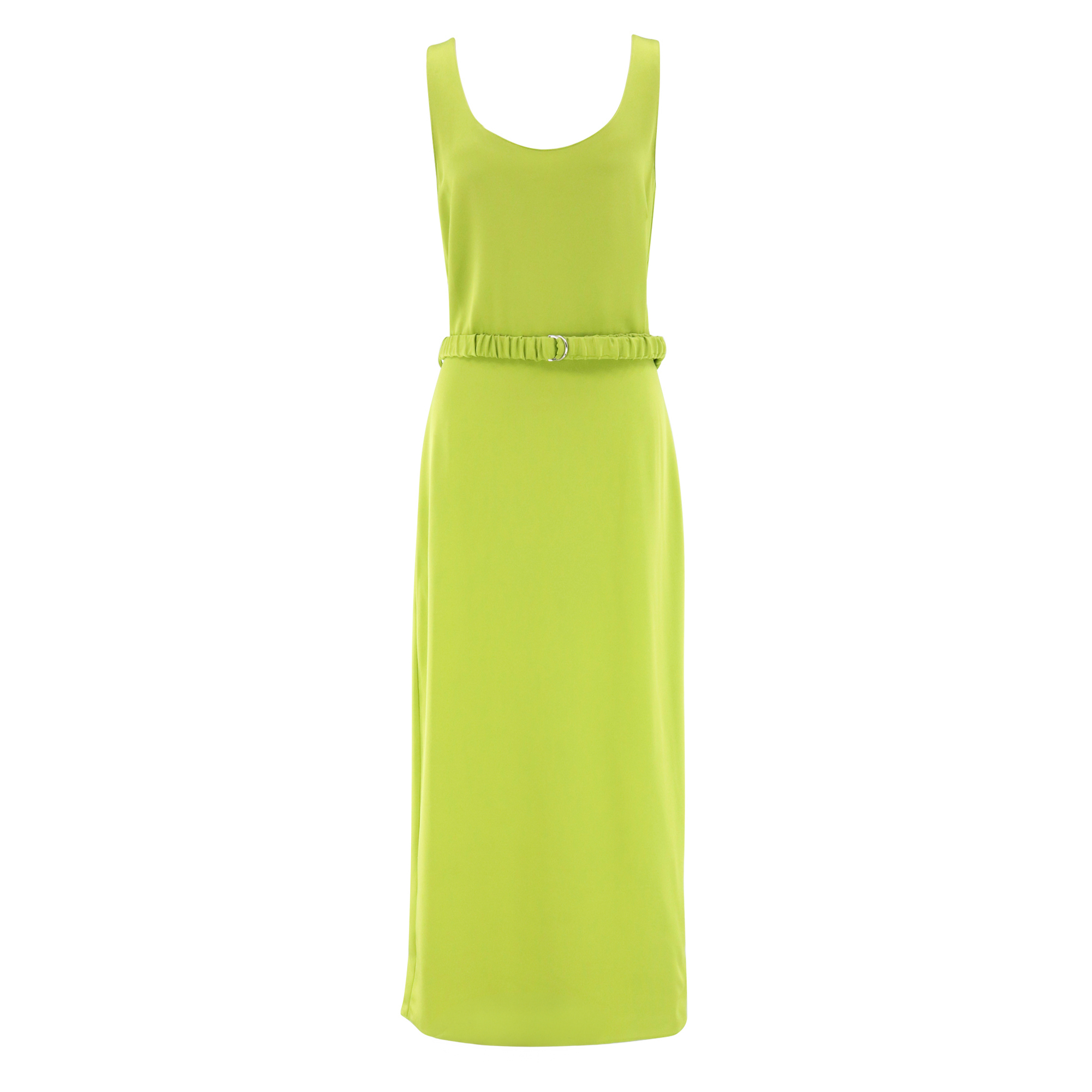 Paz Sleeveless Scoop Neck Belted Column Midi Dress