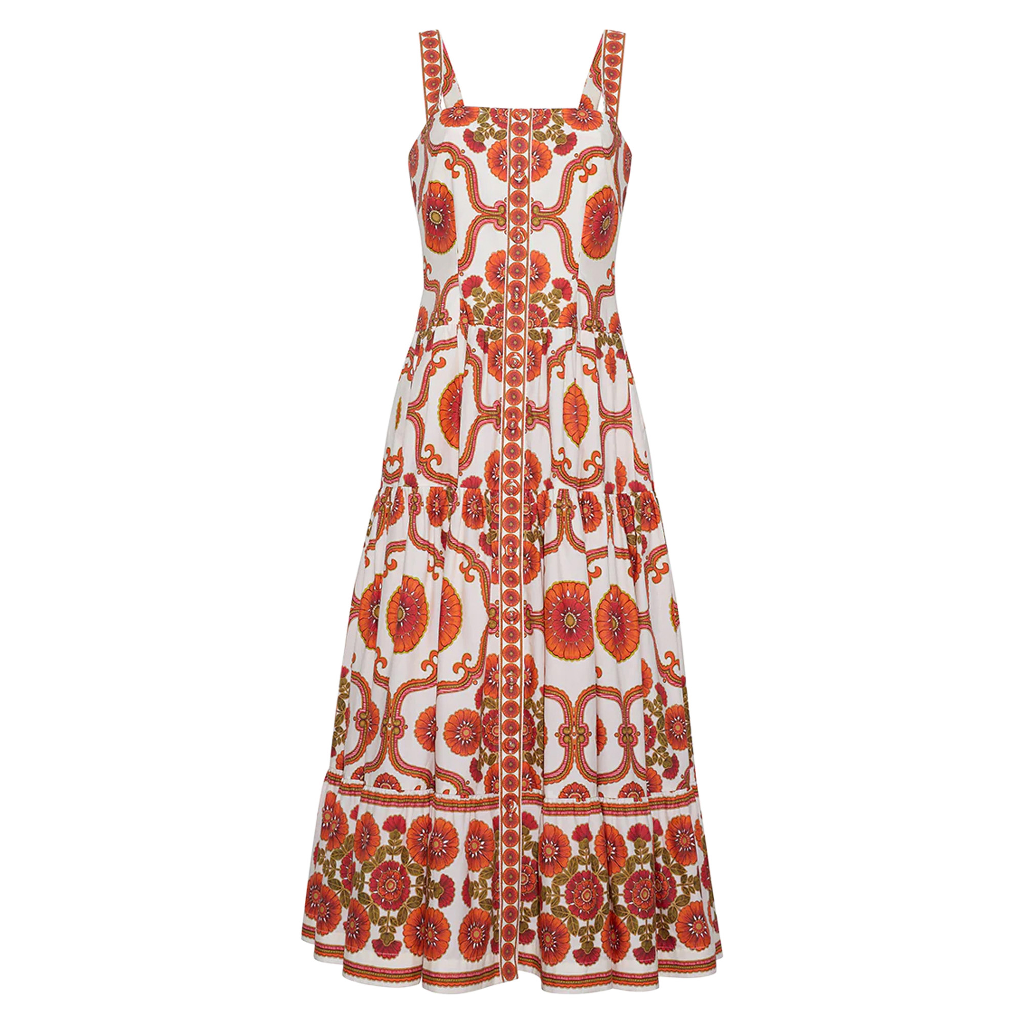 Margarita Sleeveless Tiered Cotton Poplin Midi Dress