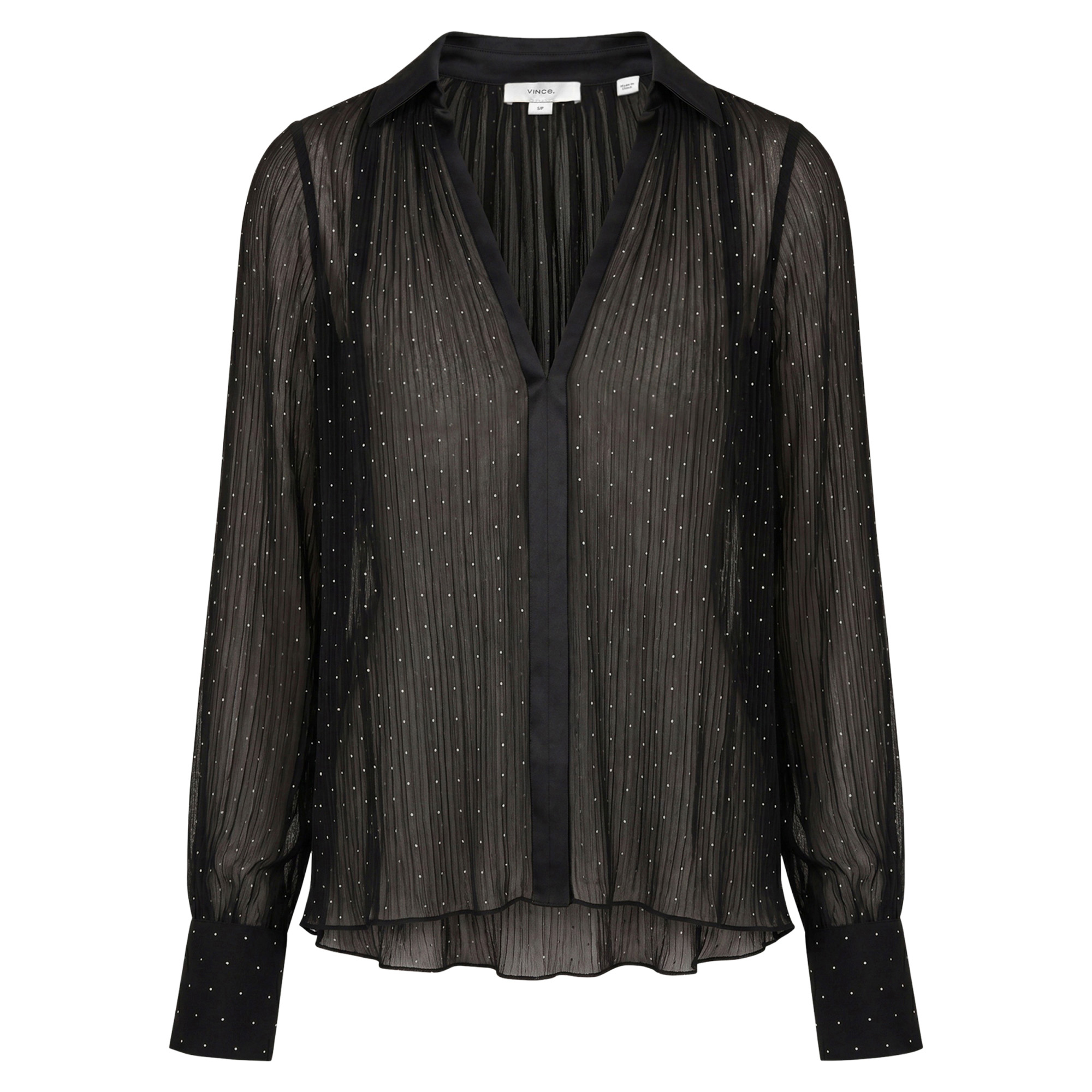 Heat-Set Dot Chiffon Gathered Blouse
