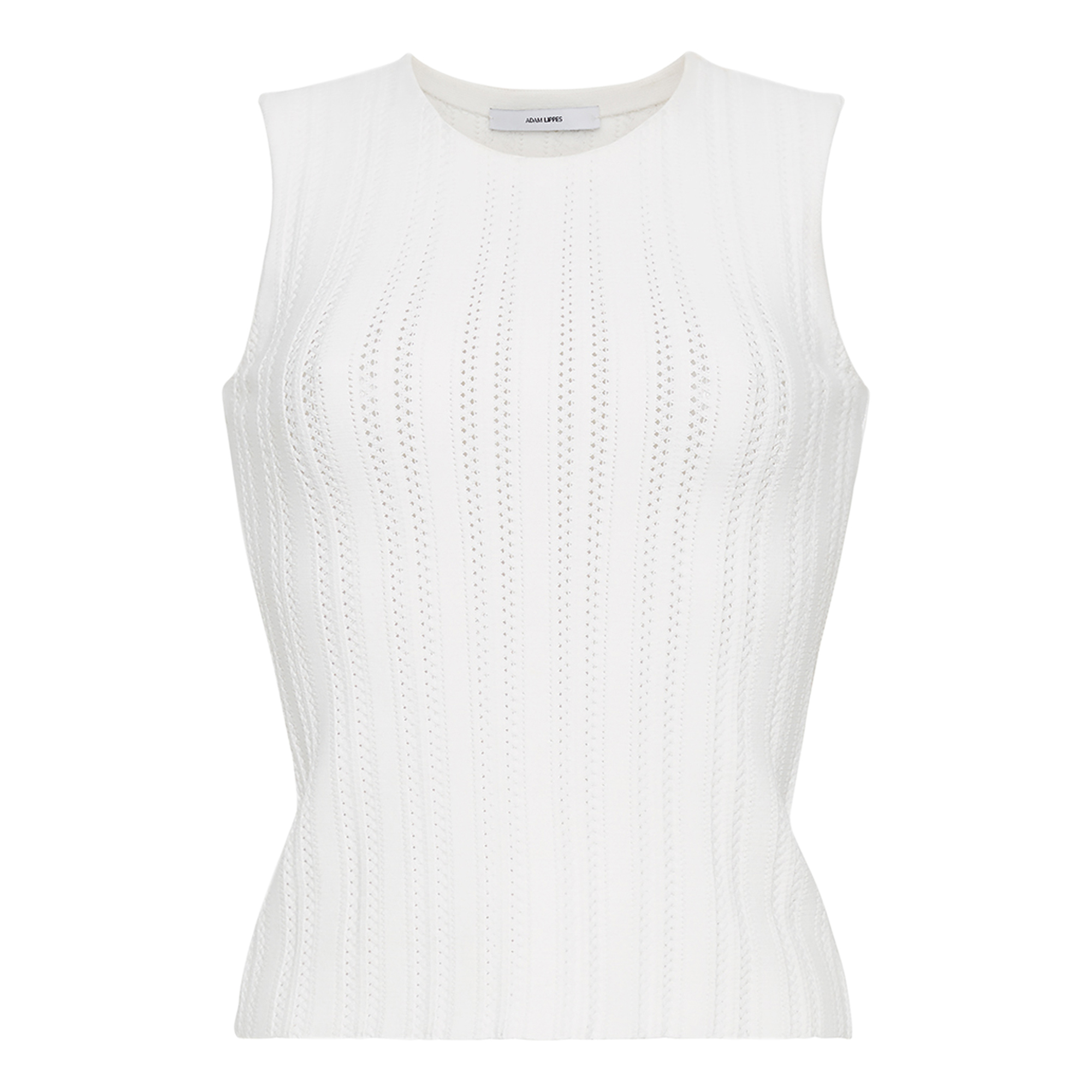 Brynn Sleeveless Pointelle Knit Top In Compact Jacquard