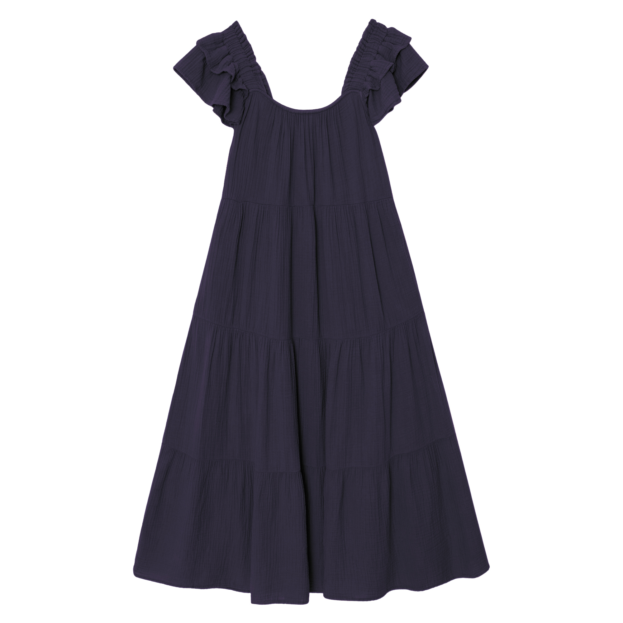 Jaynie Flutter Sleeve Tiered Midi Dress
