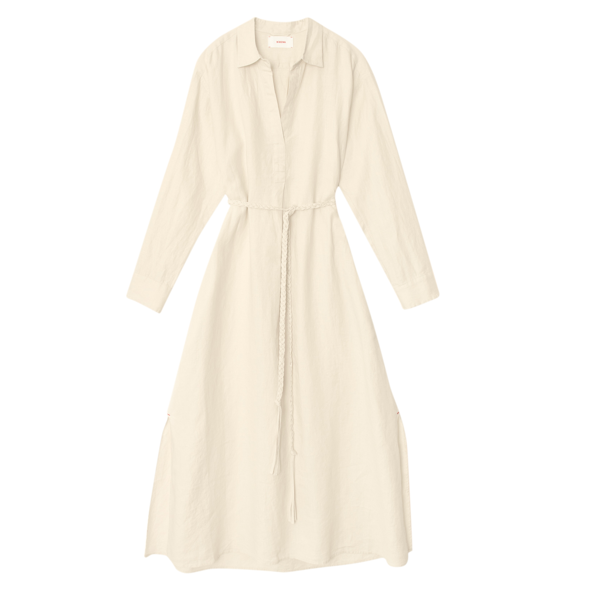 Hollie Long Sleeve Belted Linen Midi Dress