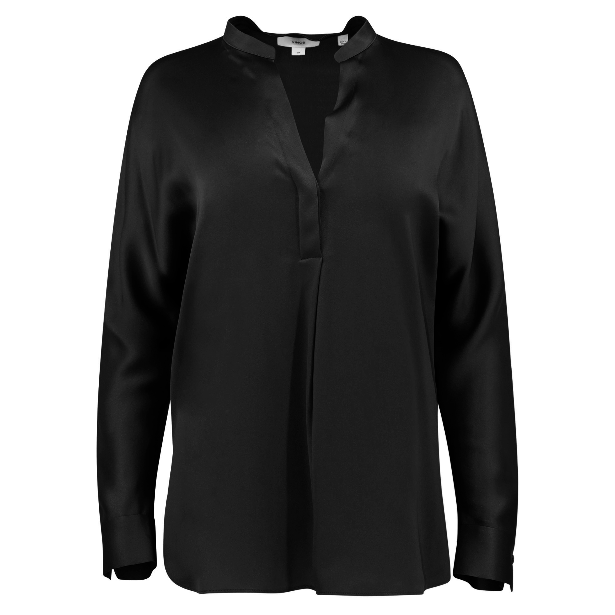 Silk Satin Band Collar Blouse