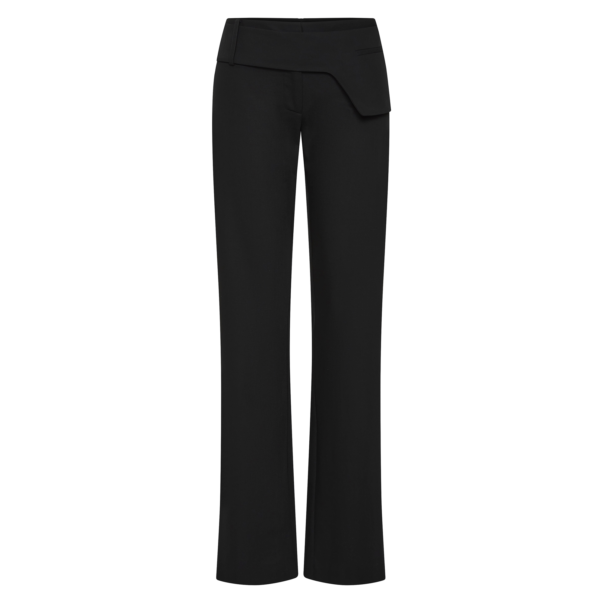 Mid-Rise Straight-Leg Belt Detail Pants