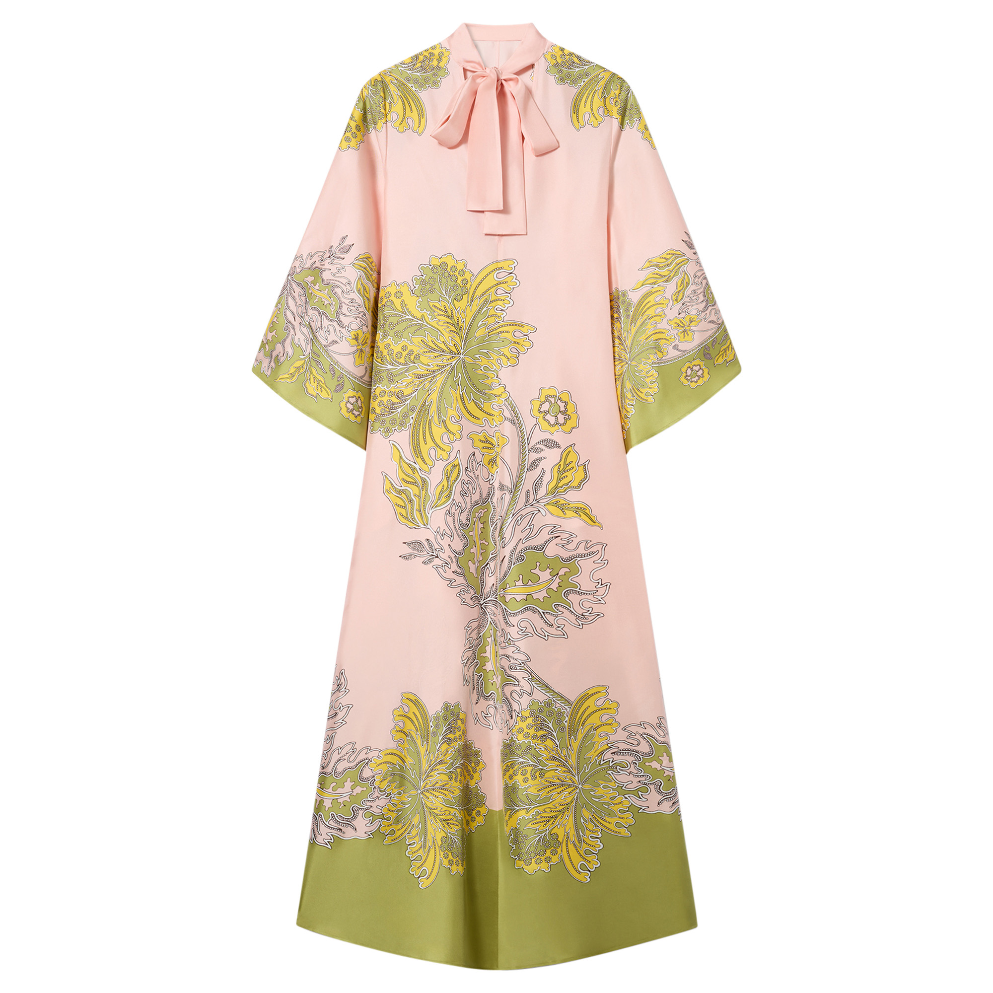 Magnifico Waterfall Sleeve Silk Maxi Dress With Sash