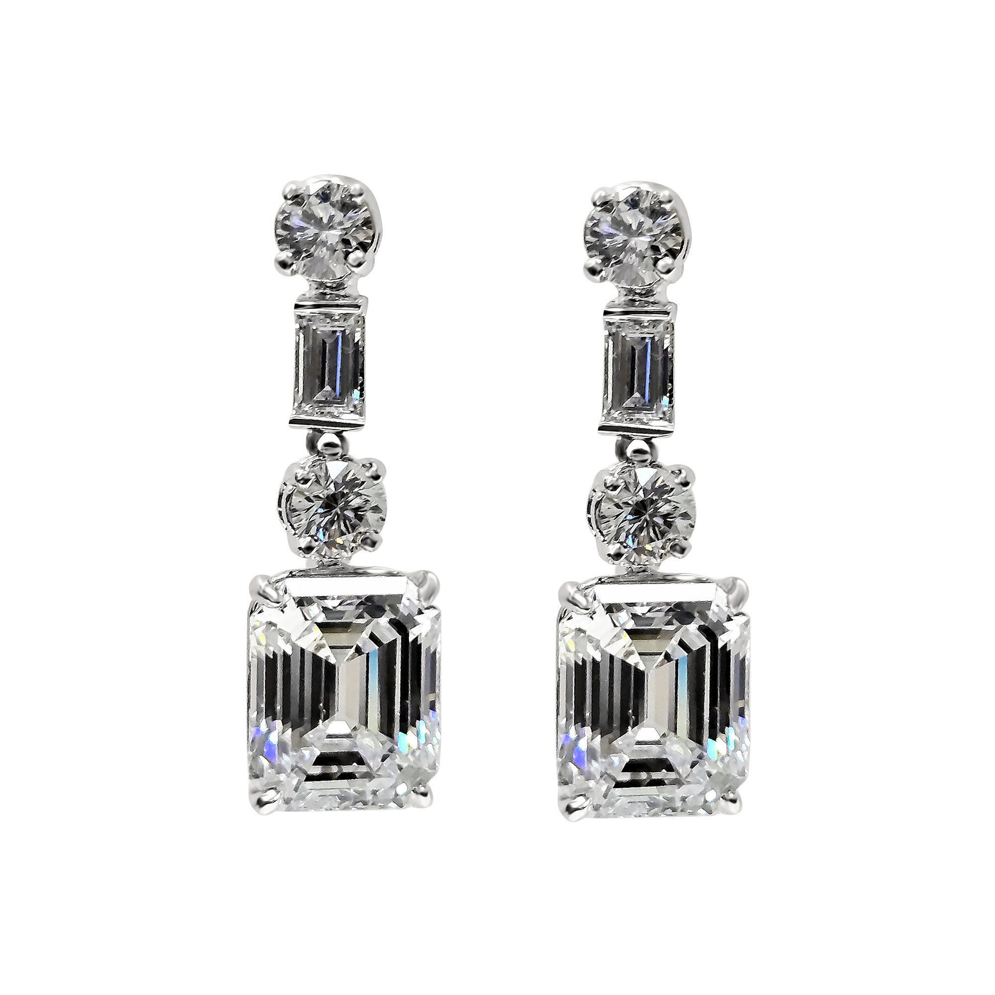Emerald Cut Drop Earrings