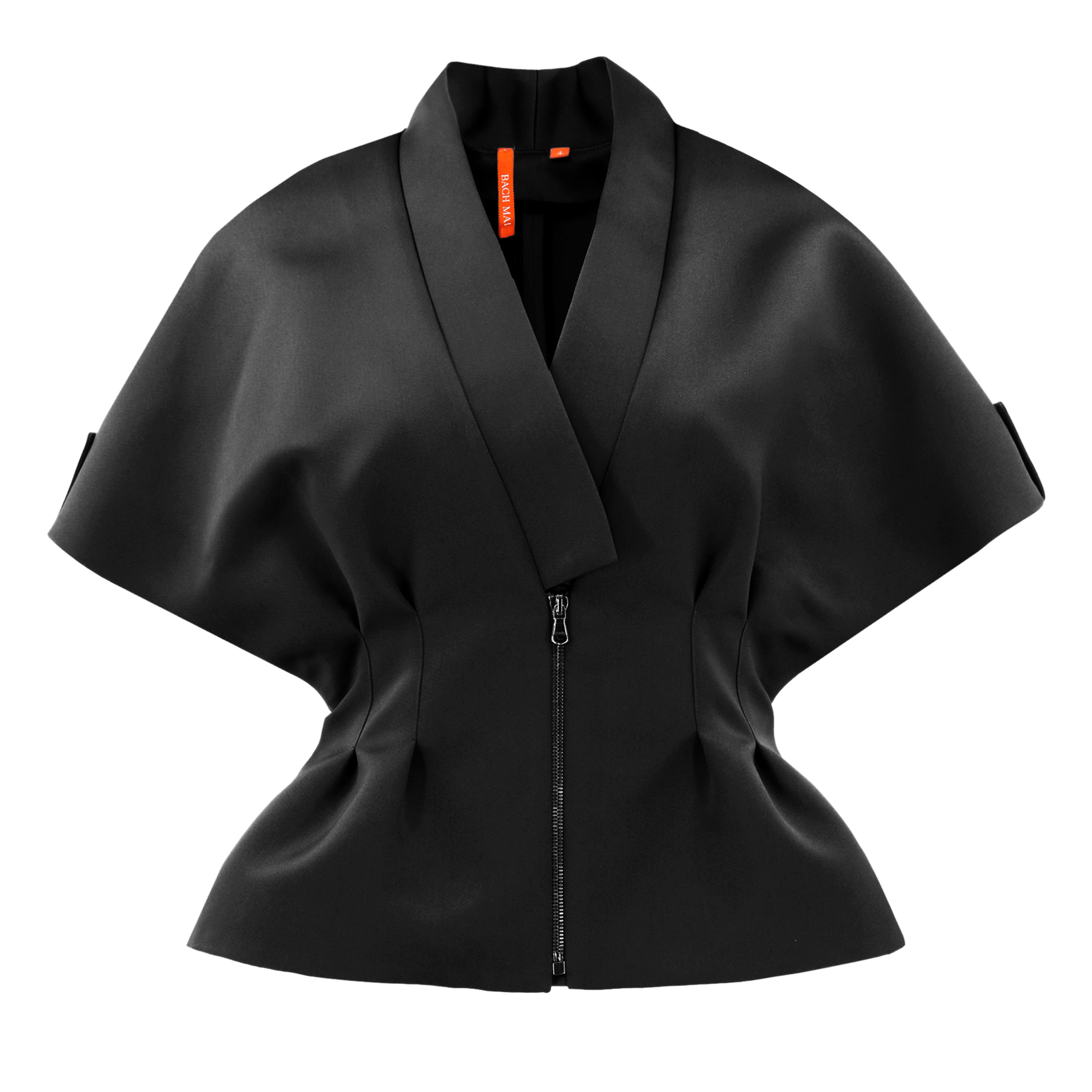 Short Sleeve Zip Peplum Blouse