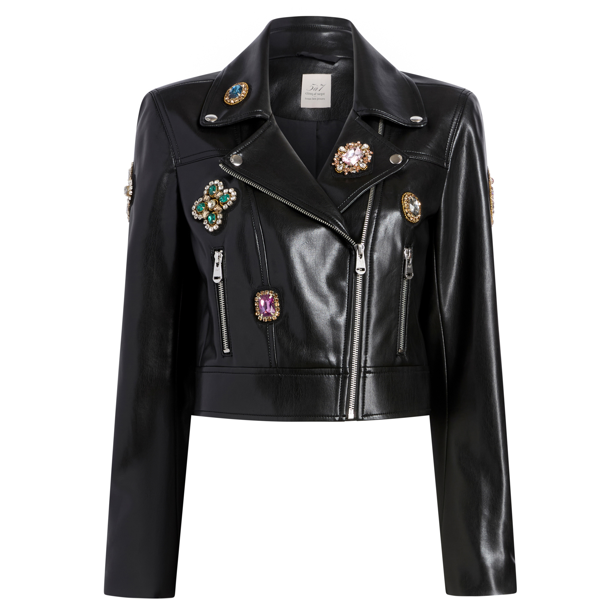 Genevieve Baroque Patches Vegan Leather Jacket