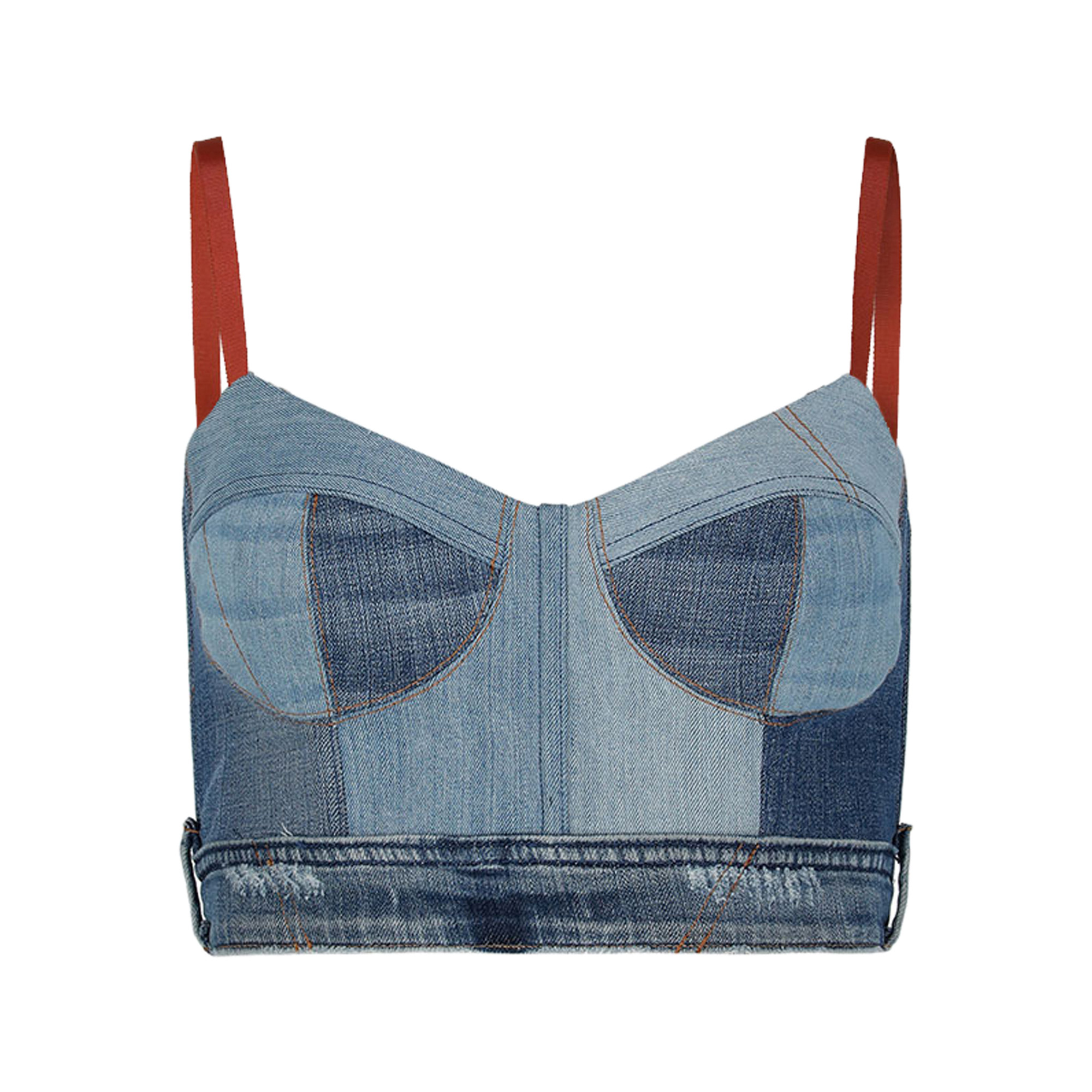Upcycled Denim Sleeveless Bustier Top