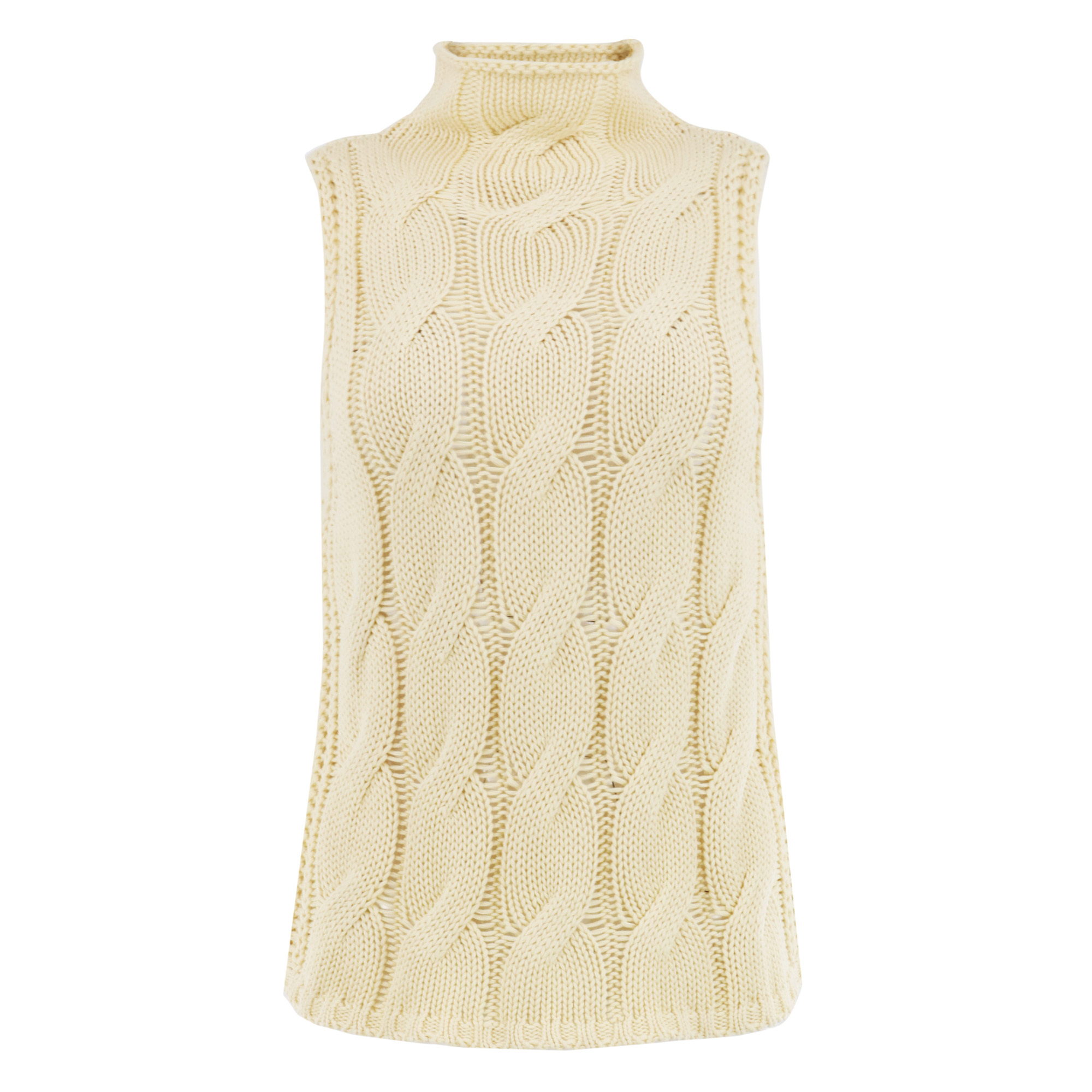 Salvia Sleeveless Cashmere Cable Knit Turtleneck