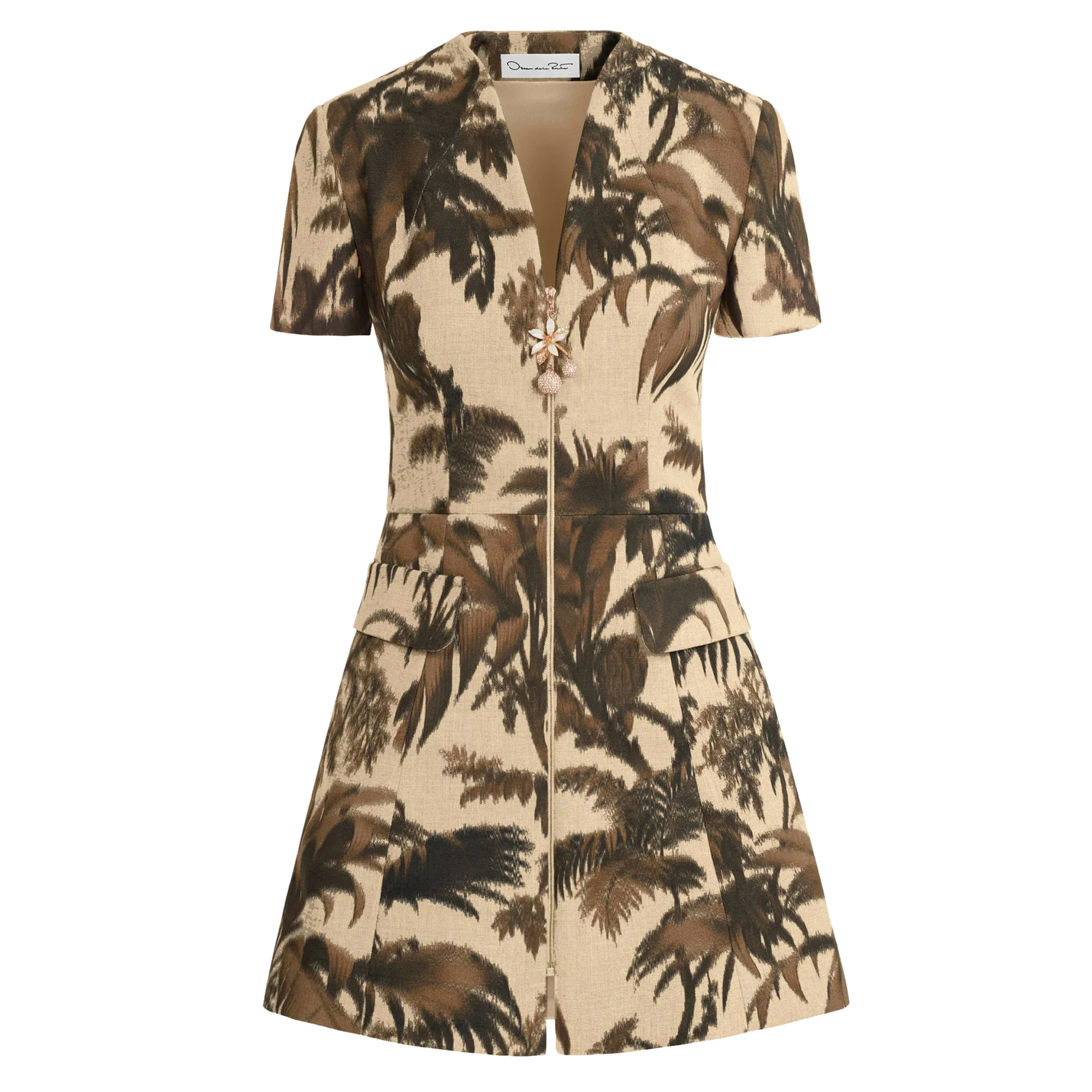 Palm Leaves Tweed Dress