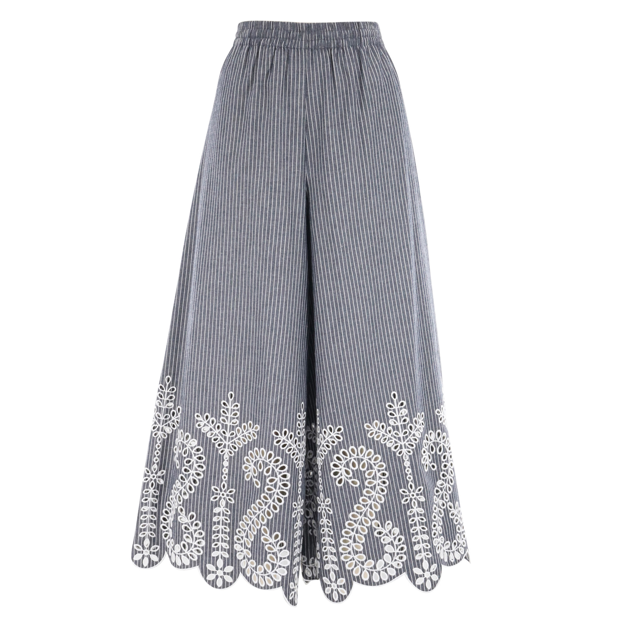 Carter Wide-Leg Cropped Embroidery Pant